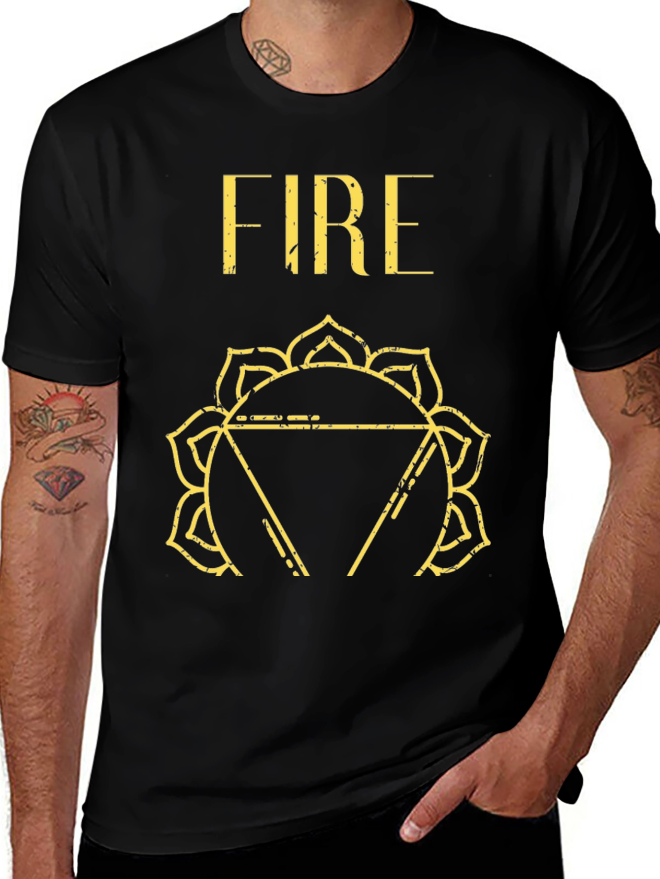 Variant 21 of Fire Chakra Graphic Tee - Black Cotton T-Shirt