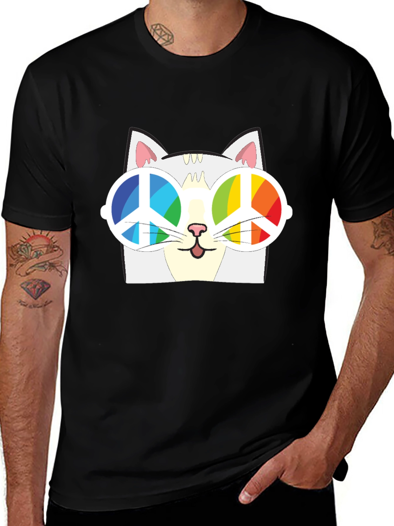Variant 12 of Cool Cat Peace Sign T-Shirt