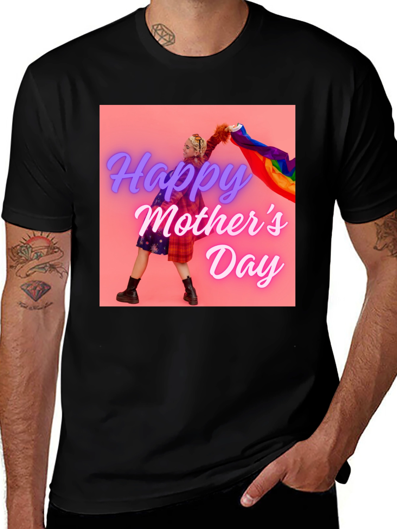 Variant 9 of Happy Mother's Day Graphic Tee - Stylish Black T-Shirt