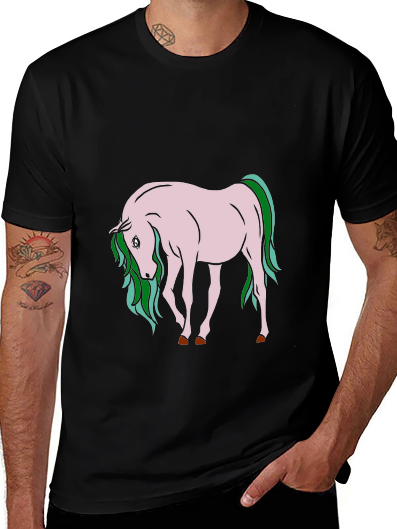 Variant 17 of Unicorn Graphic T-Shirt - Black Cotton Tee