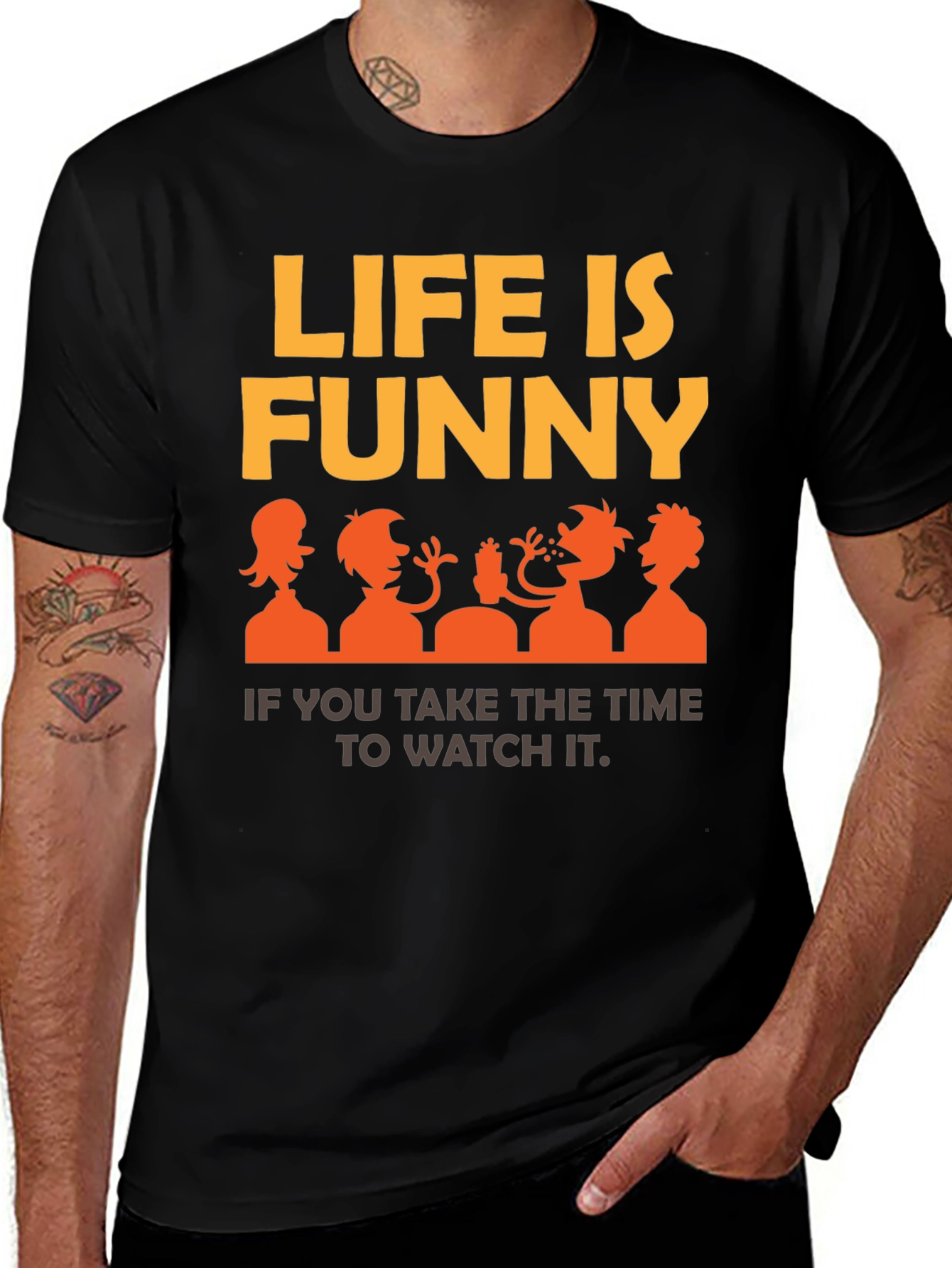 Variant 14 of Funny Life Graphic Tee | Men's Black T-Shirt