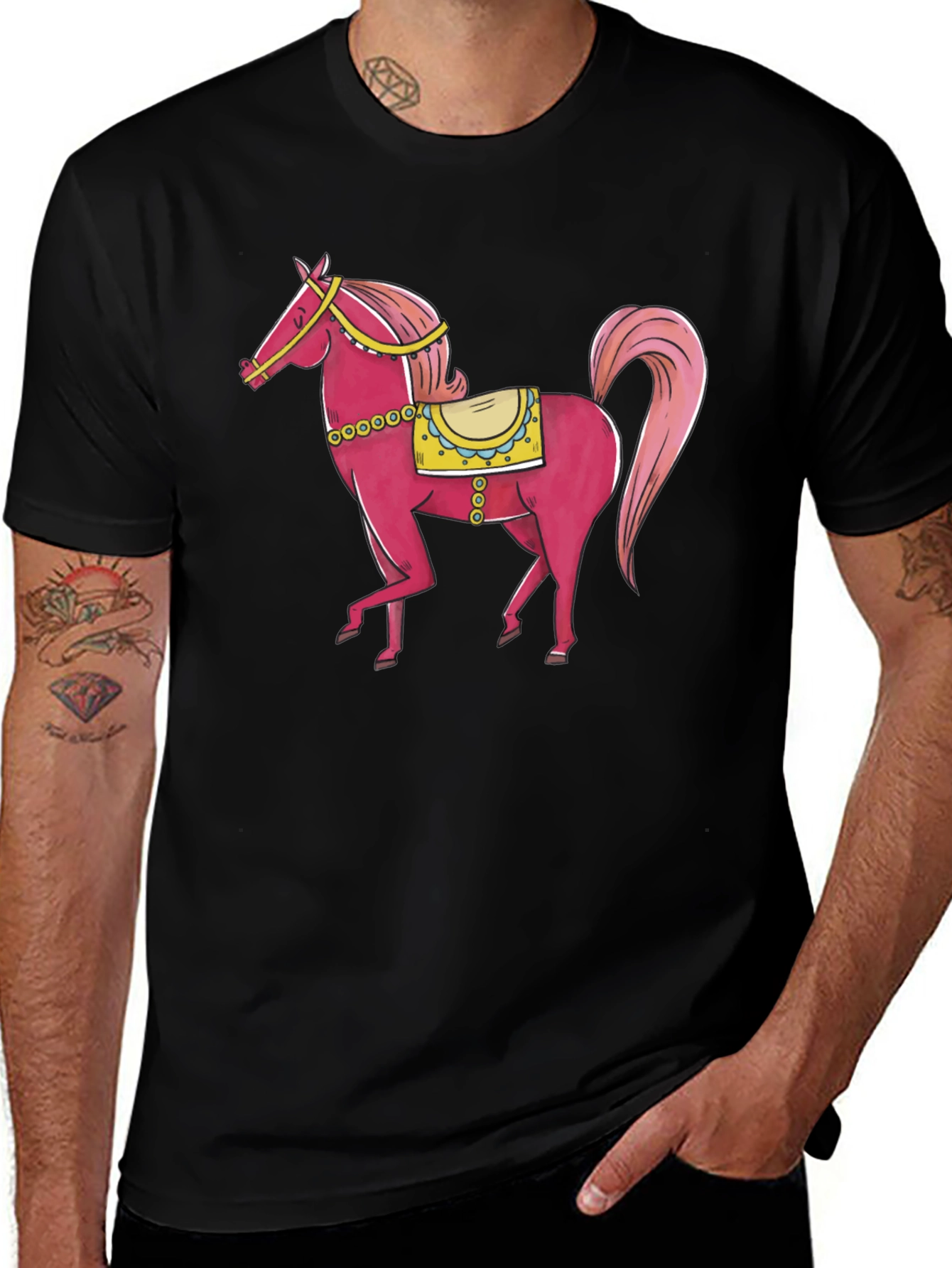 Variant 2 of Horse Graphic Tee - Black Cotton T-Shirt
