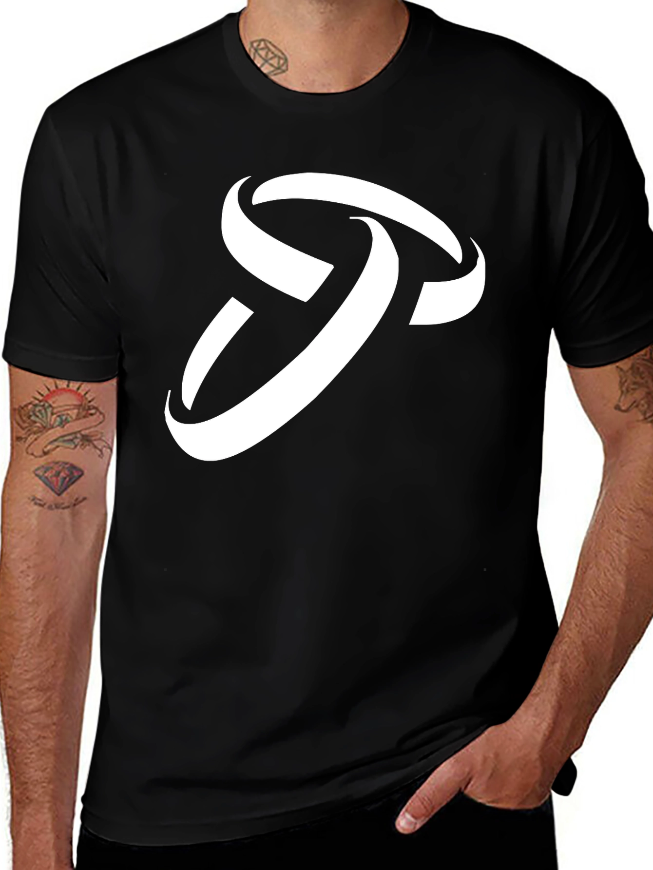 Stylish Black T-Shirt with Abstract White Logo