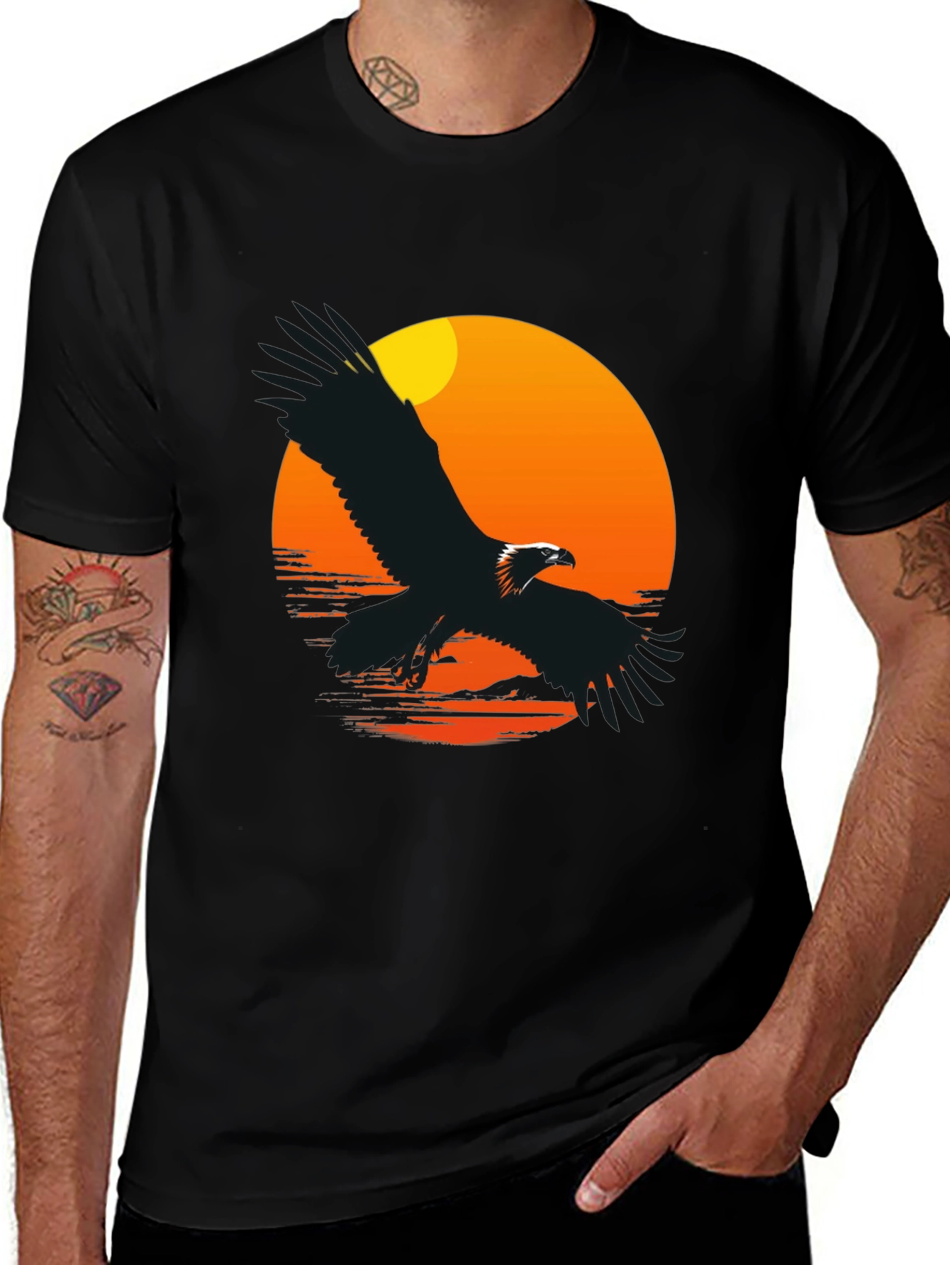 Variant 4 of Eagle Sunset Graphic T-Shirt - Black