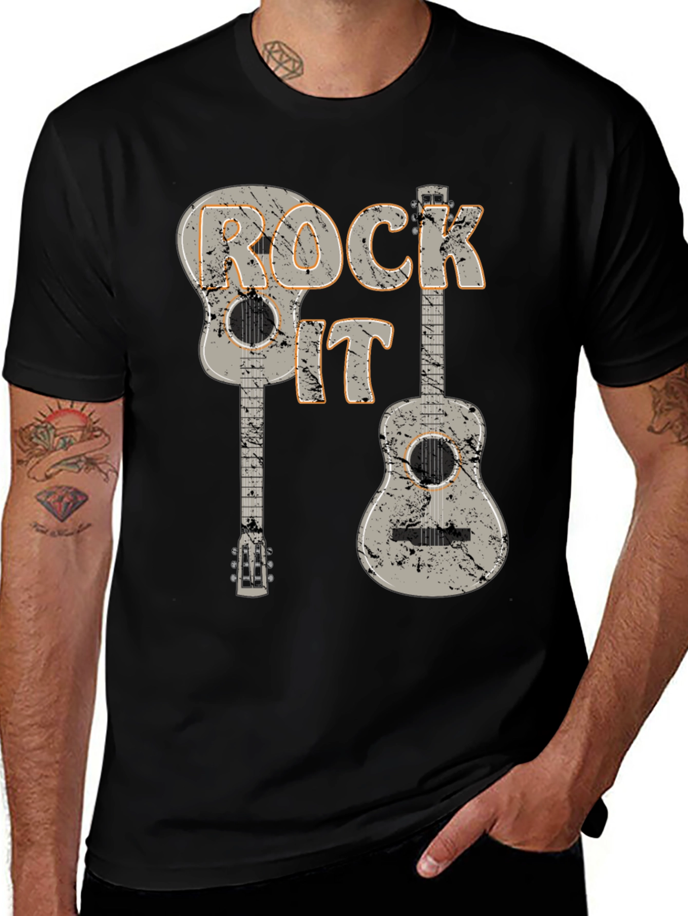 Variant 28 of Rock It Guitar T-Shirt - Distressed Graphic Tee