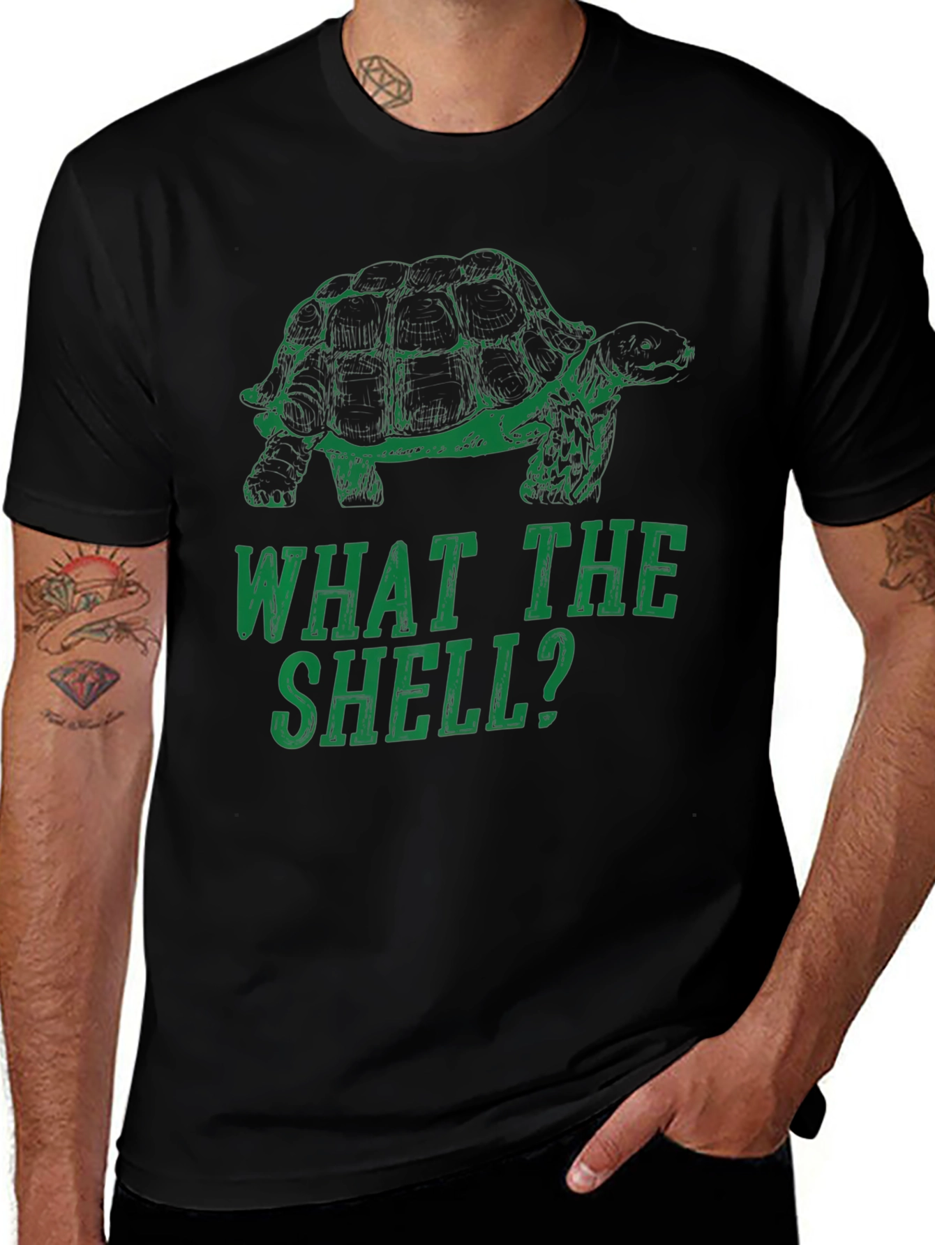 Variant 24 of What the Shell? Turtle Graphic Tee - Black