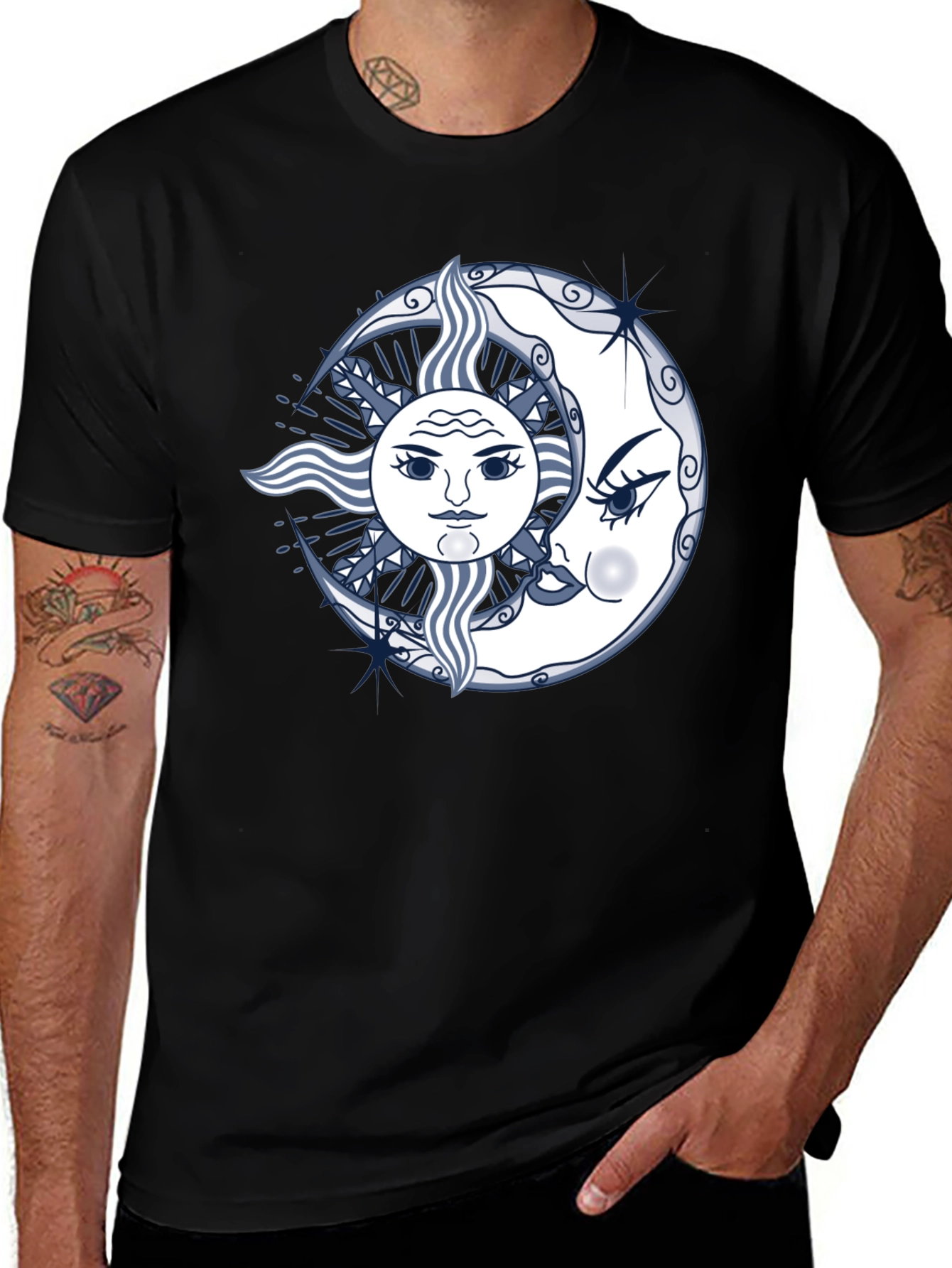Variant 3 of Sun and Moon Graphic Tee - Unisex Black T-Shirt