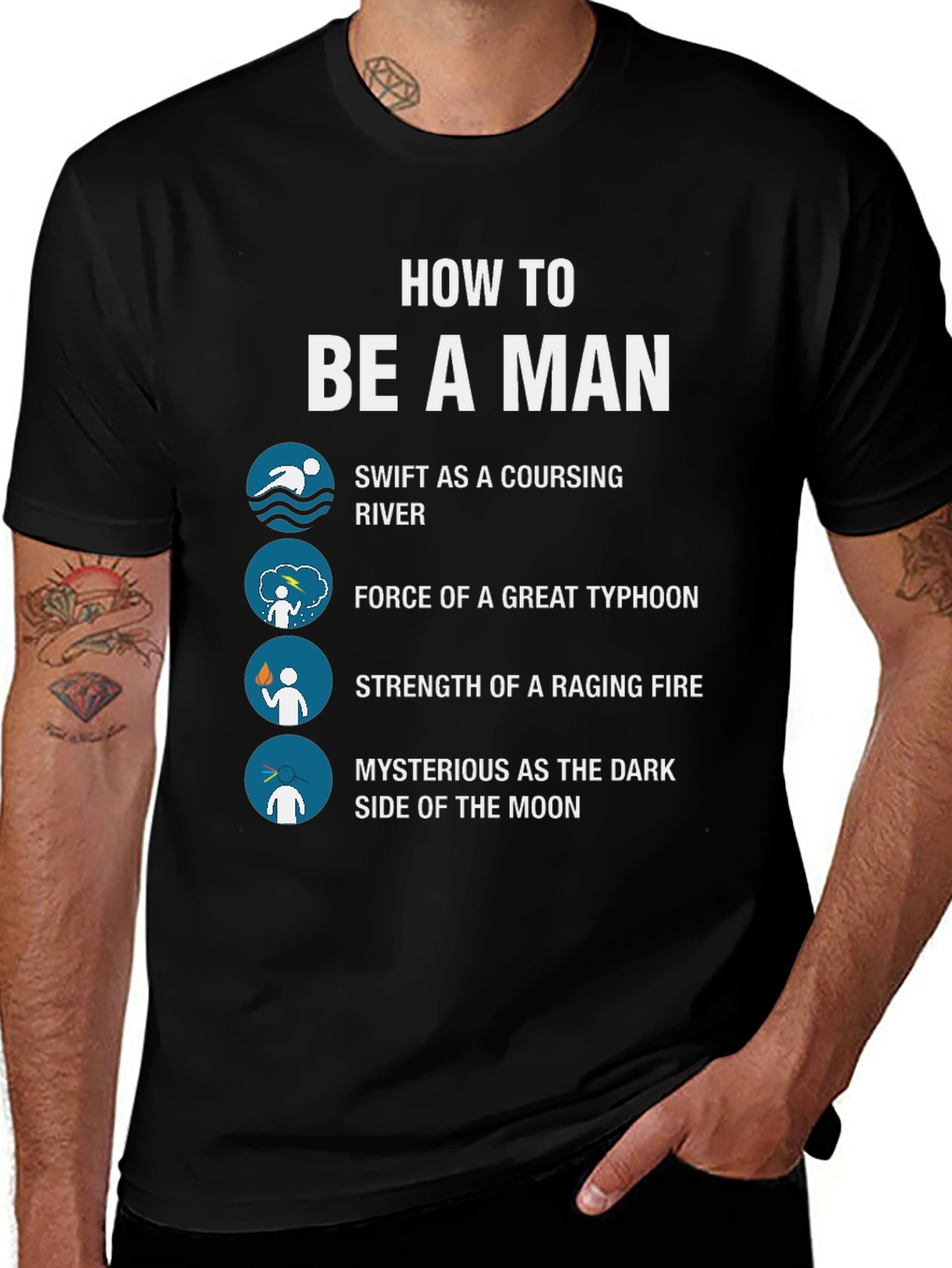 Variant 2 of How To Be A Man T-Shirt - Elemental Parody Tee
