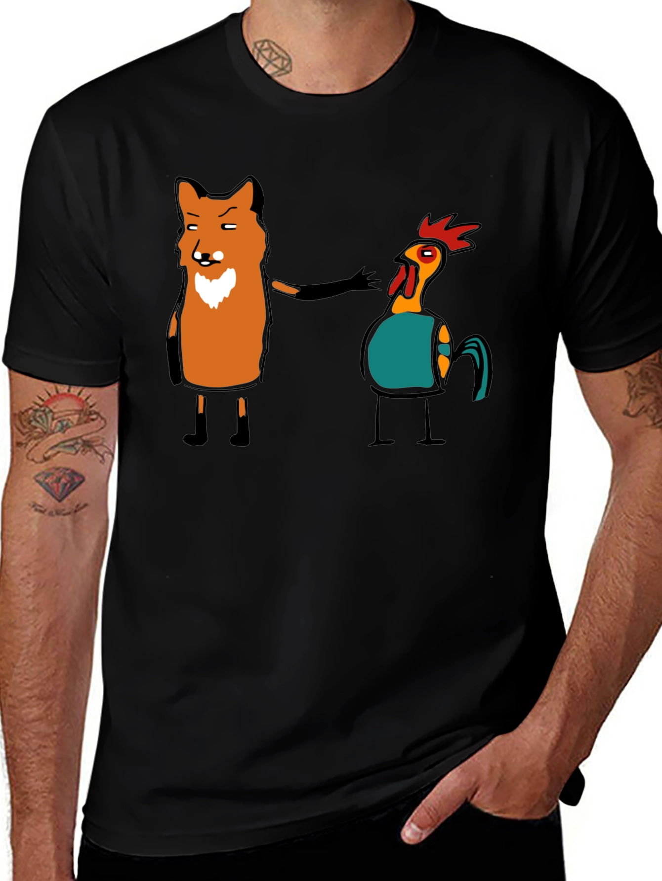 Variant 27 of Fox and Chicken Graphic Tee - Unique Design