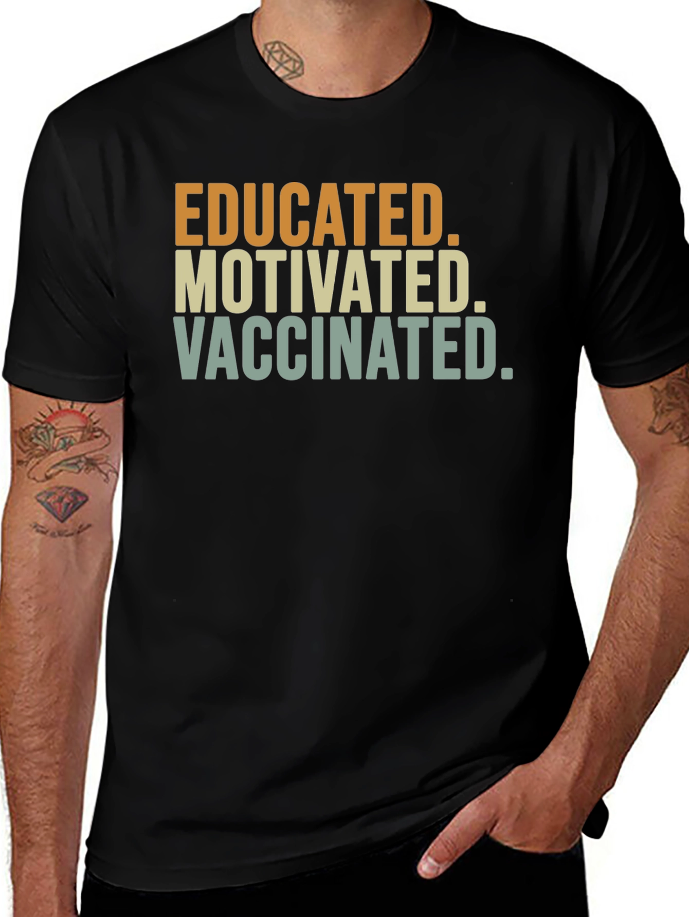 Variant 8 of Educated Motivated Vaccinated T-Shirt