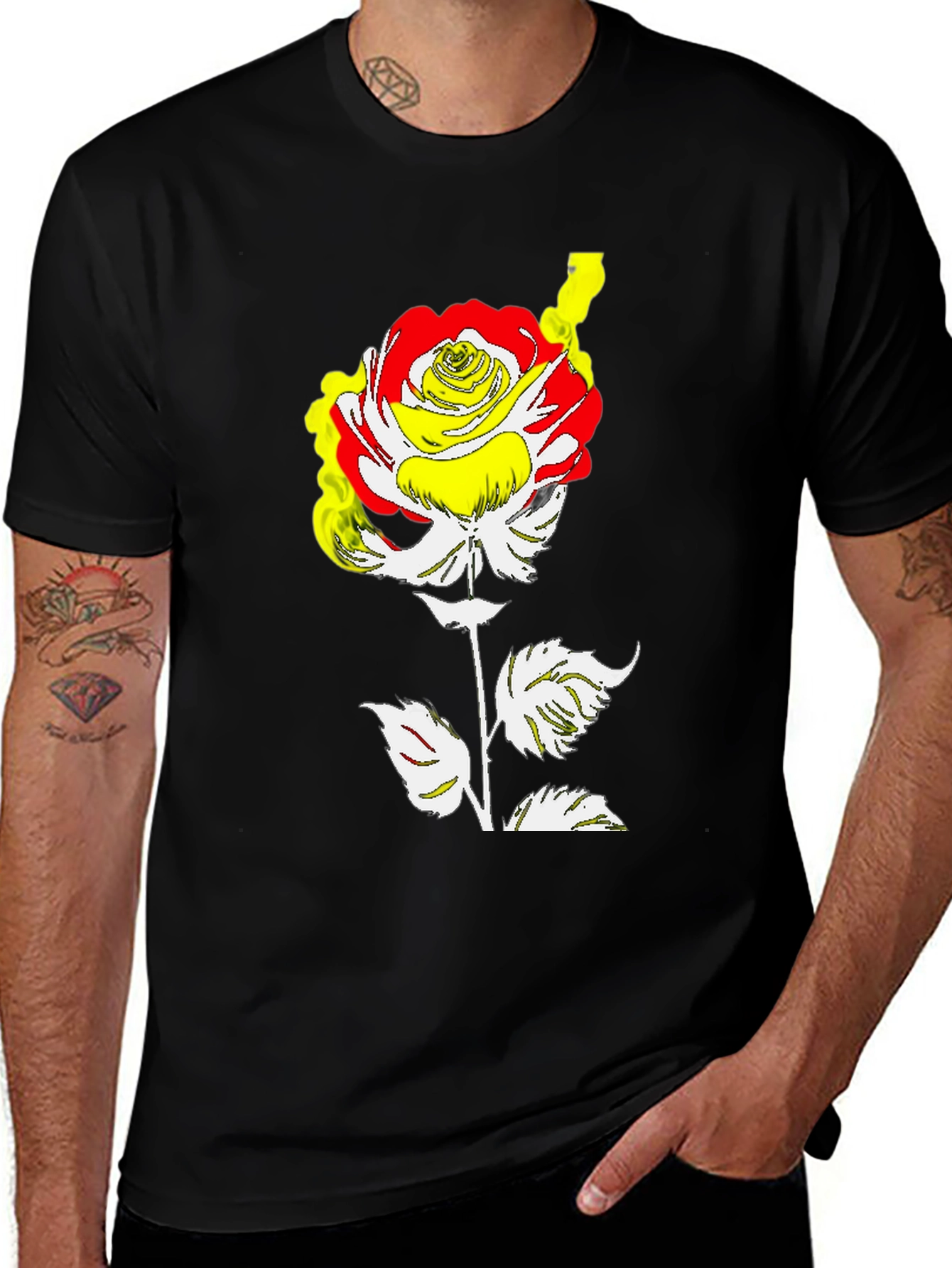 Variant 27 of Rose Graphic Tee - Modern Art Style