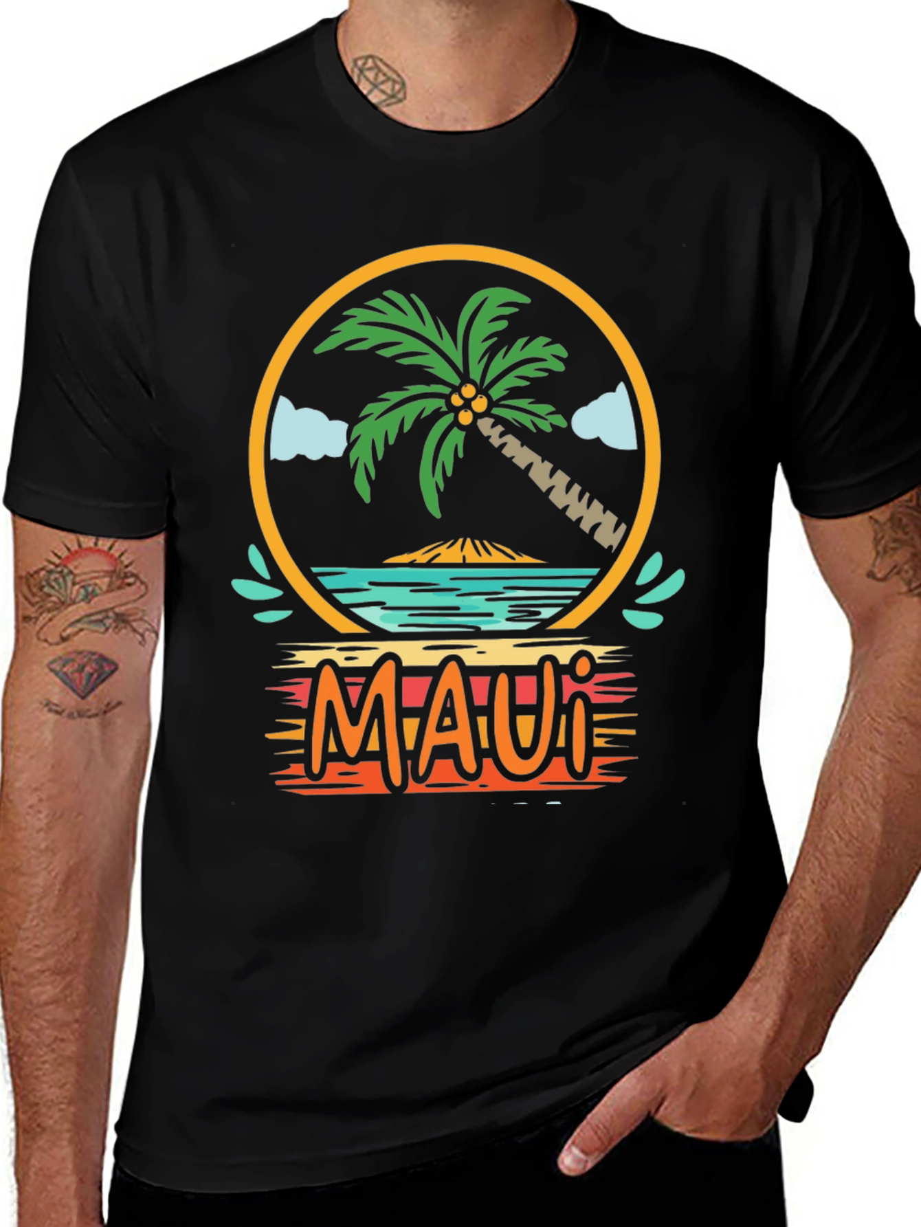 Maui Graphic T-Shirt Palm Tree Island Vacation Tee