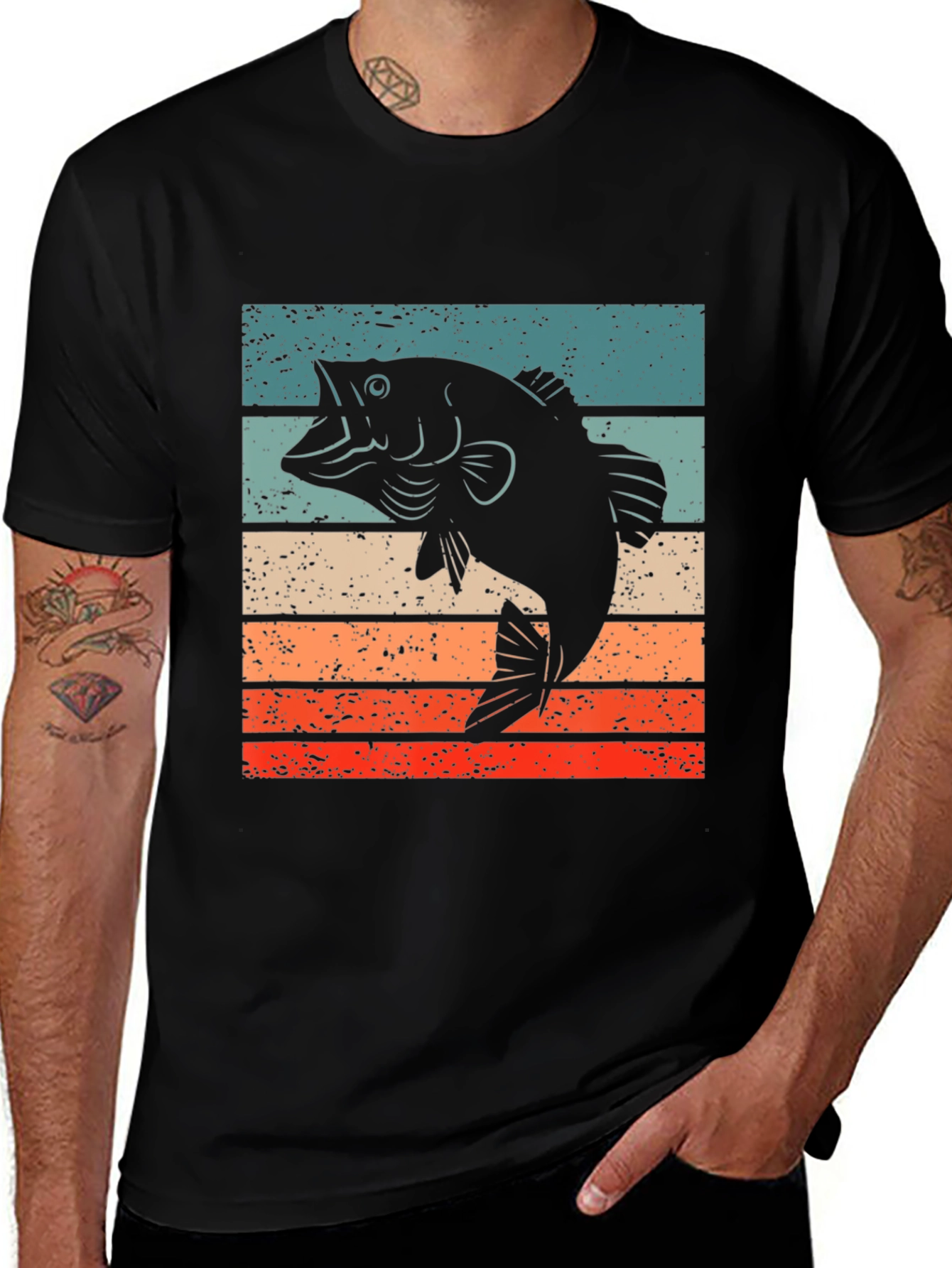 Variant 12 of Retro Bass Fishing T-Shirt - Angler Design