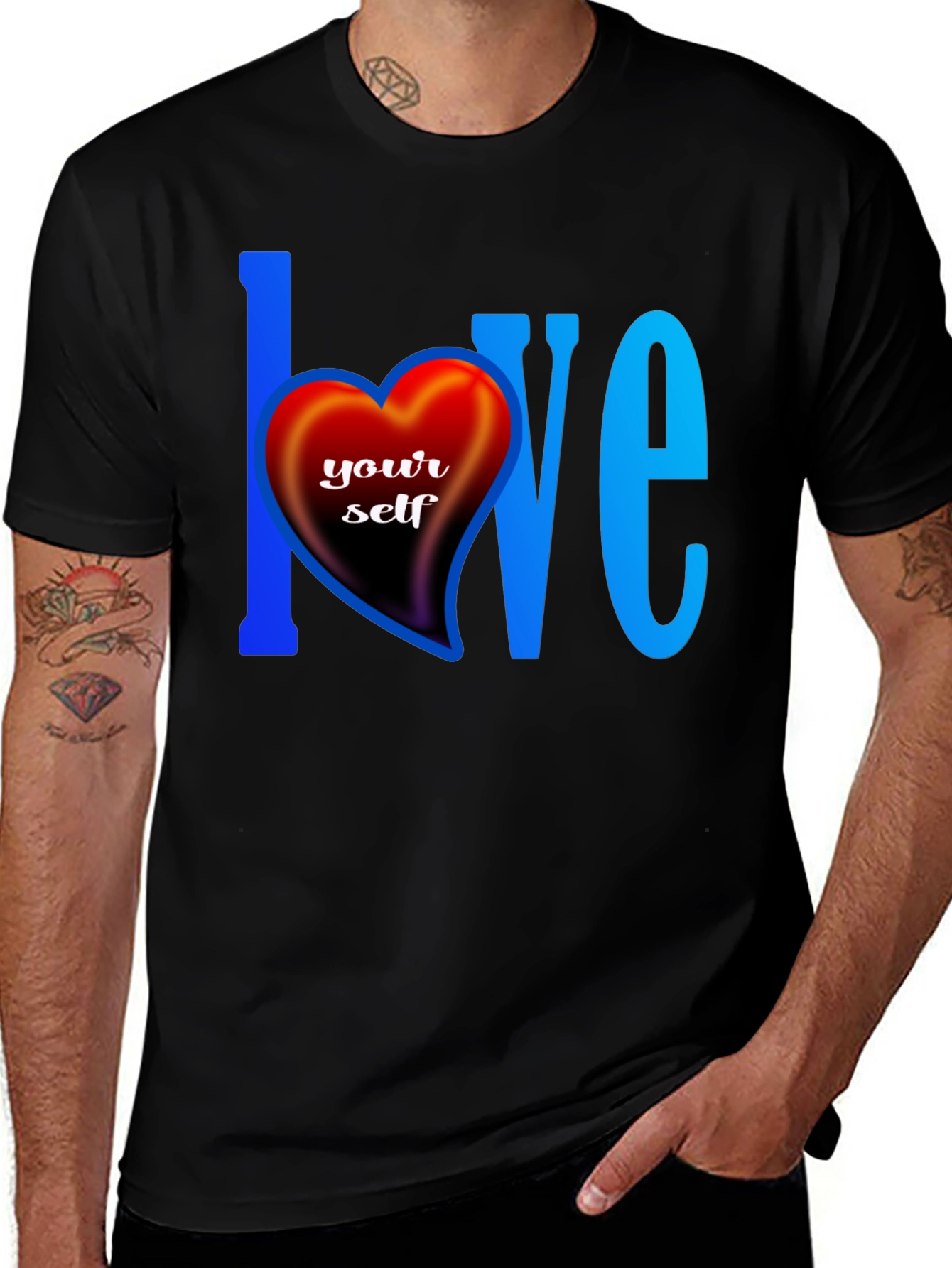 Love Yourself Graphic Tee - Black Cotton Casual Shirt