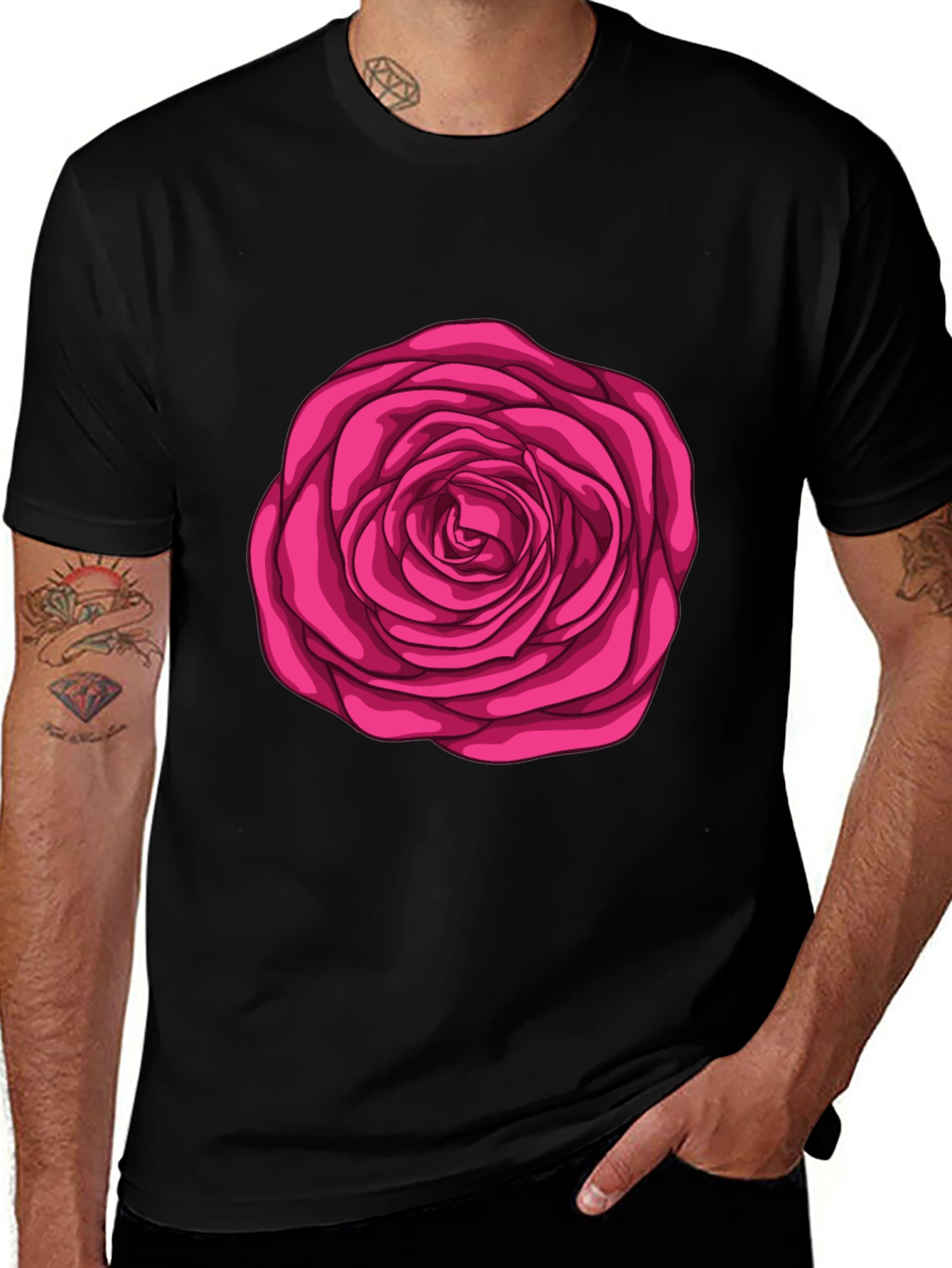 Variant 30 of Rose Graphic Black T-Shirt