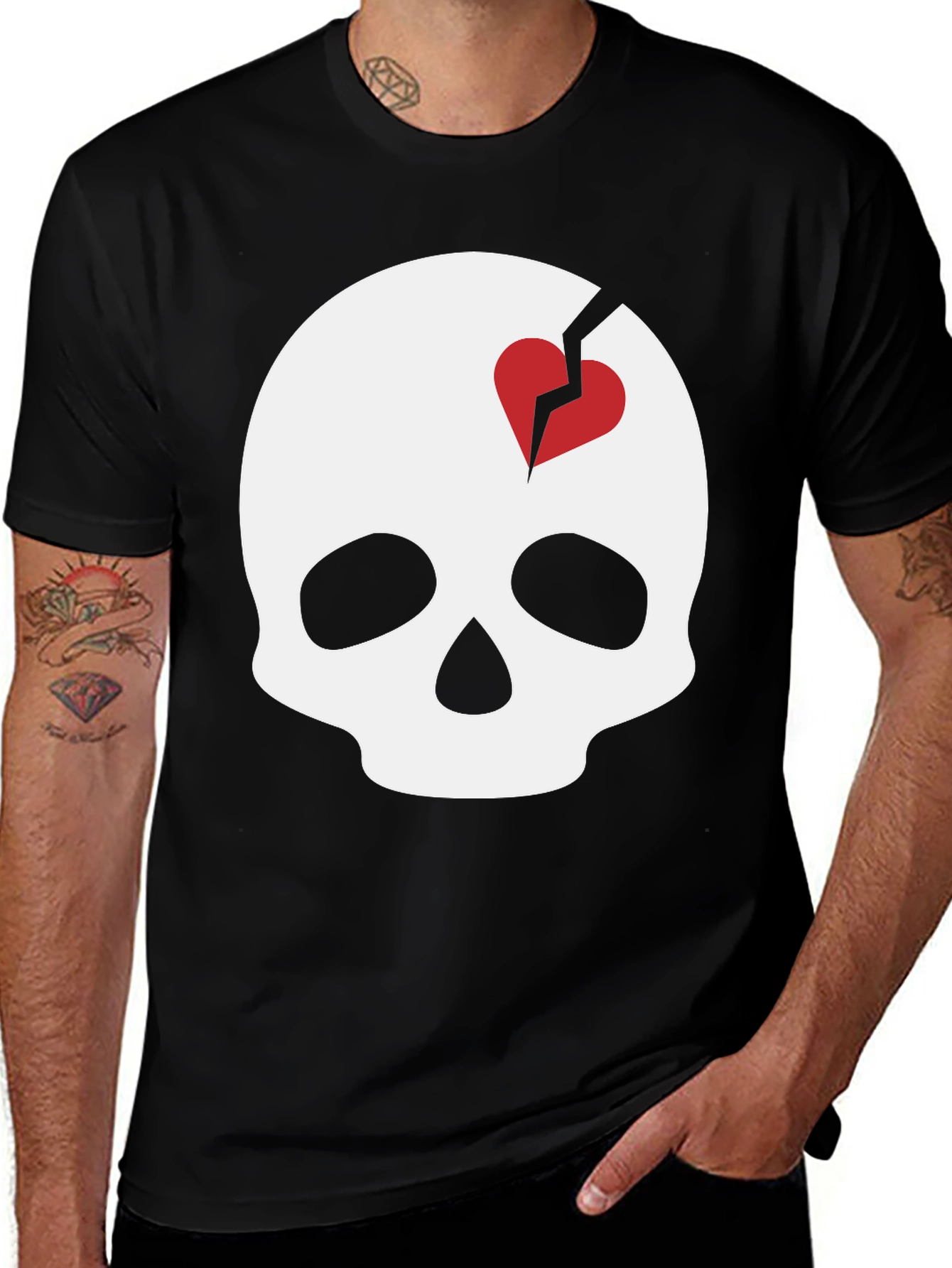 Variant 12 of Skull with Broken Heart Graphic T-Shirt