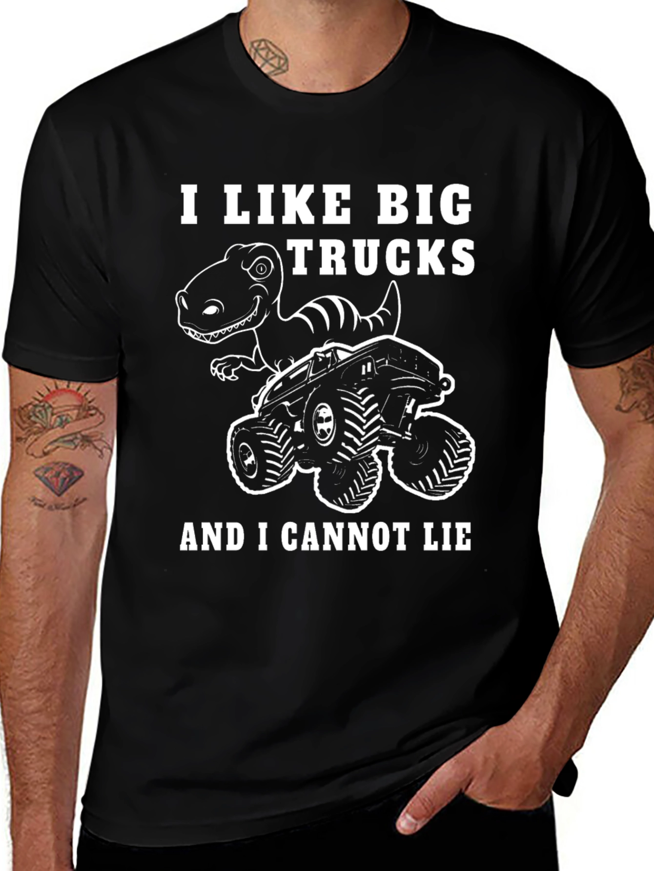 Variant 25 of I Like Big Trucks Dinosaur Graphic T-Shirt