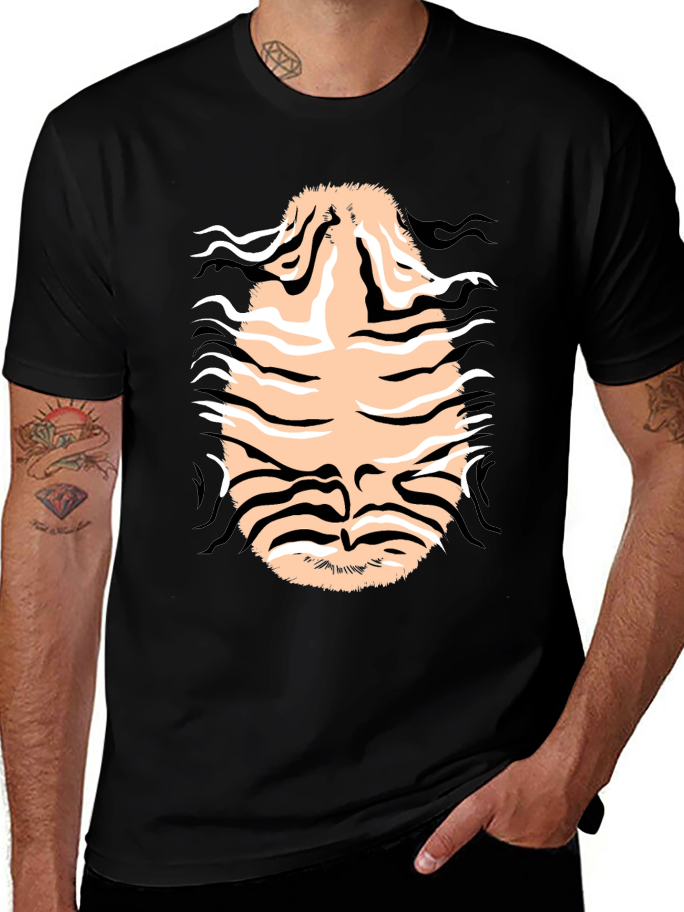 Black Tiger Stripe Graphic Tee - Unleash Your Wild Side! main image