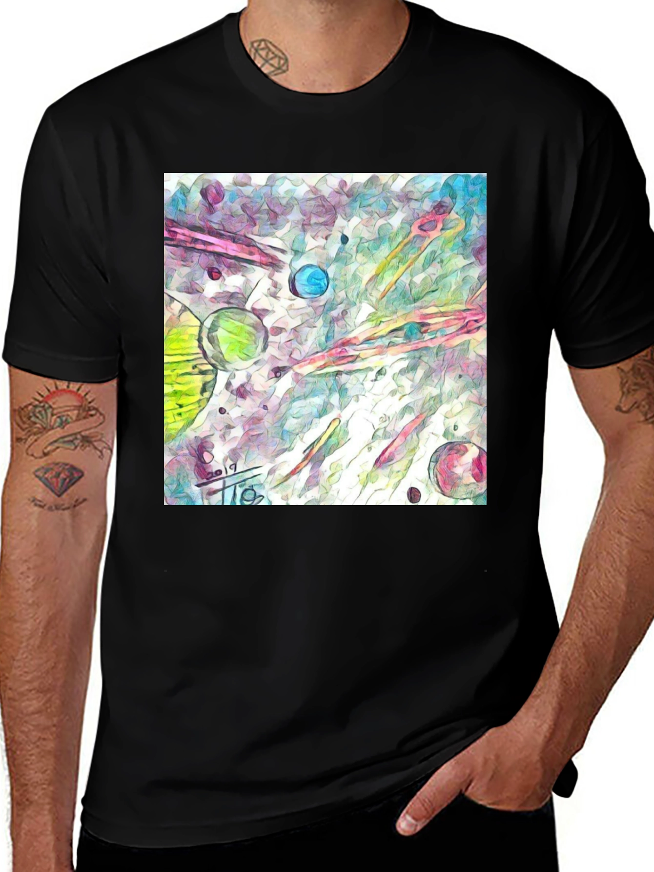 Variant 25 of Abstract Art Tee - Colorful Graphic Print T-Shirt