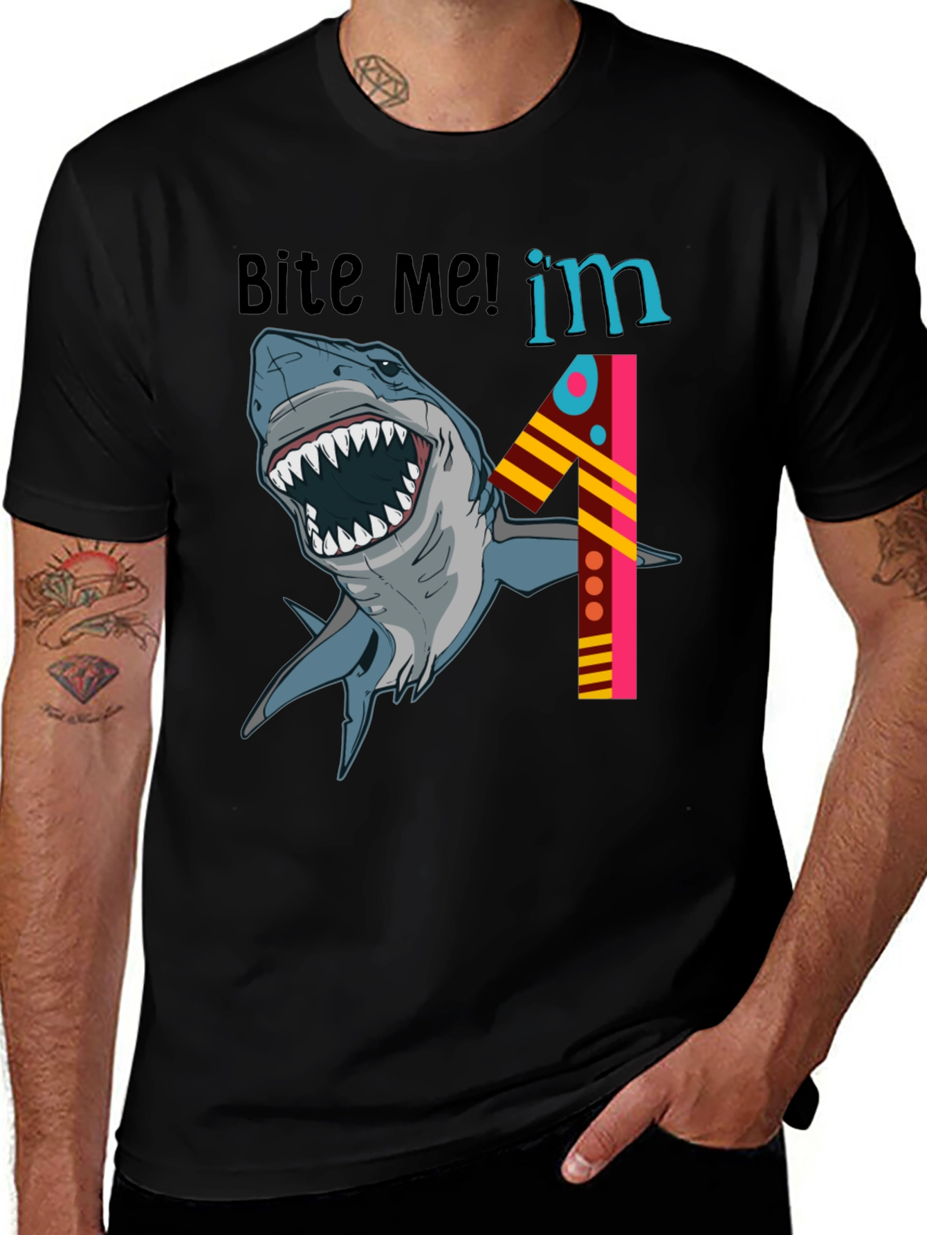 Variant 5 of Bite Me I'm 4 Birthday Shark T-Shirt