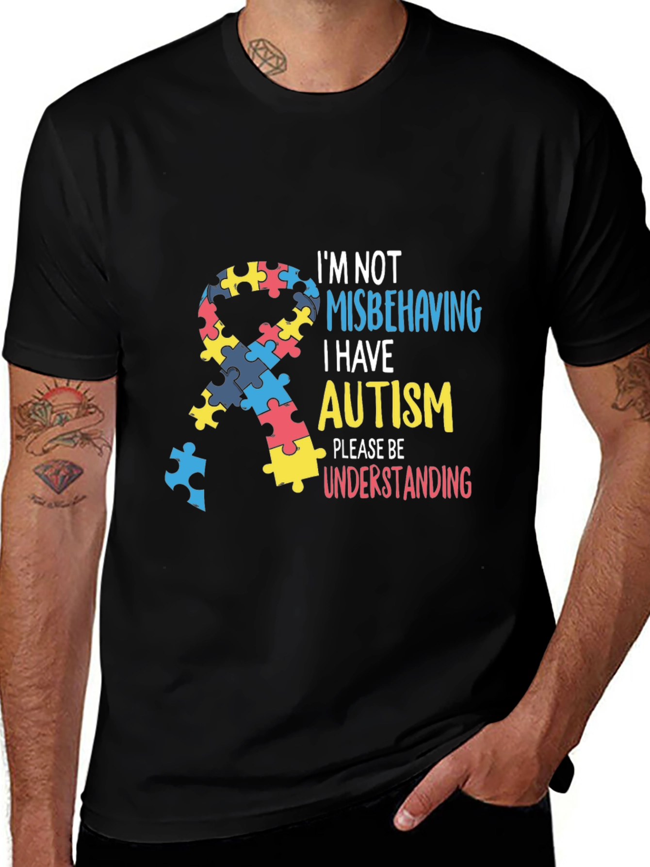 Autism Awareness Ribbon Graphic Tee - Be Understanding