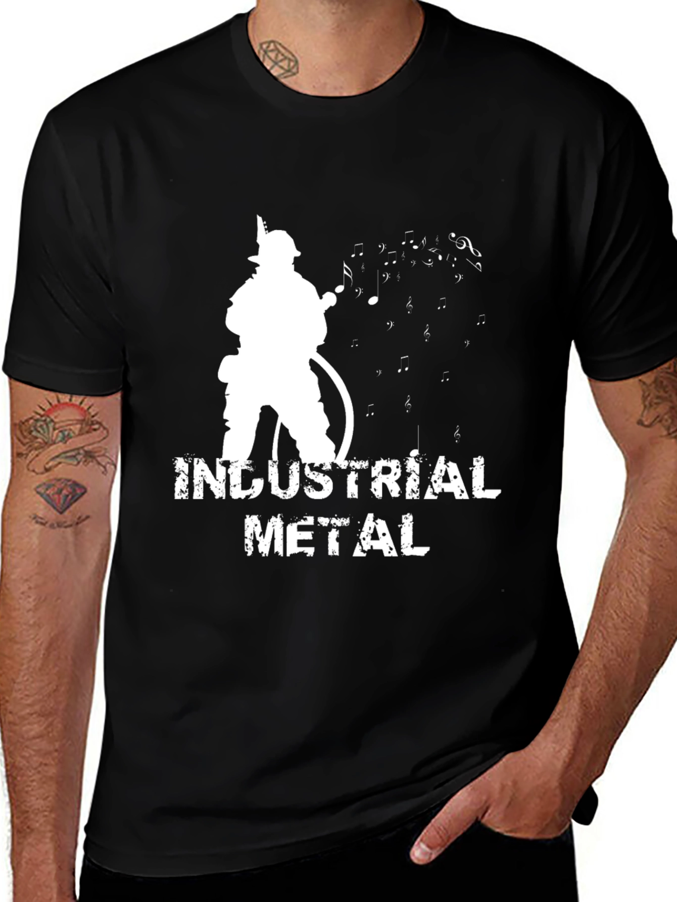 Variant 14 of Industrial Metal Firefighter Music Black T-Shirt