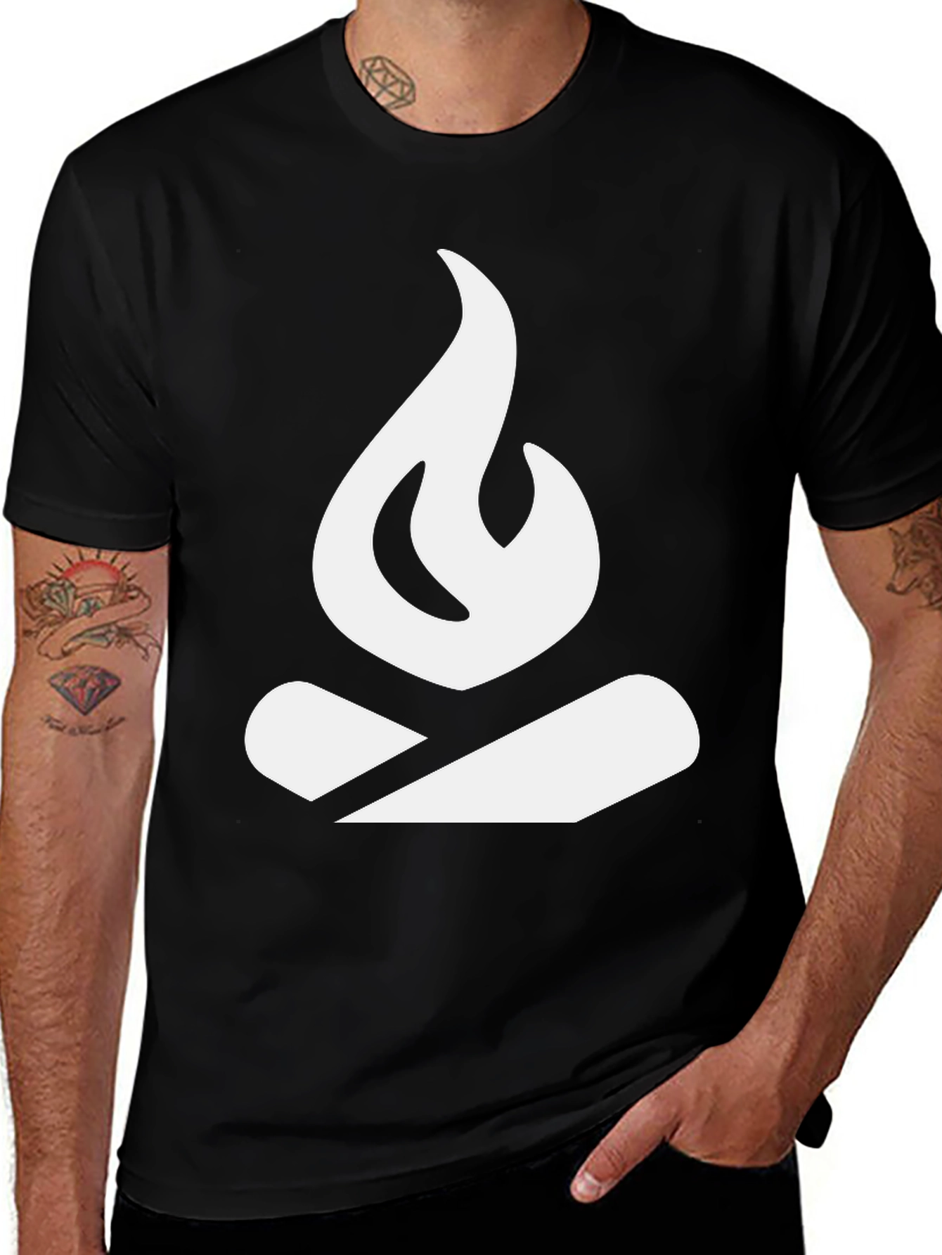 Variant 16 of Campfire Graphic Tee - Black Cotton Blend