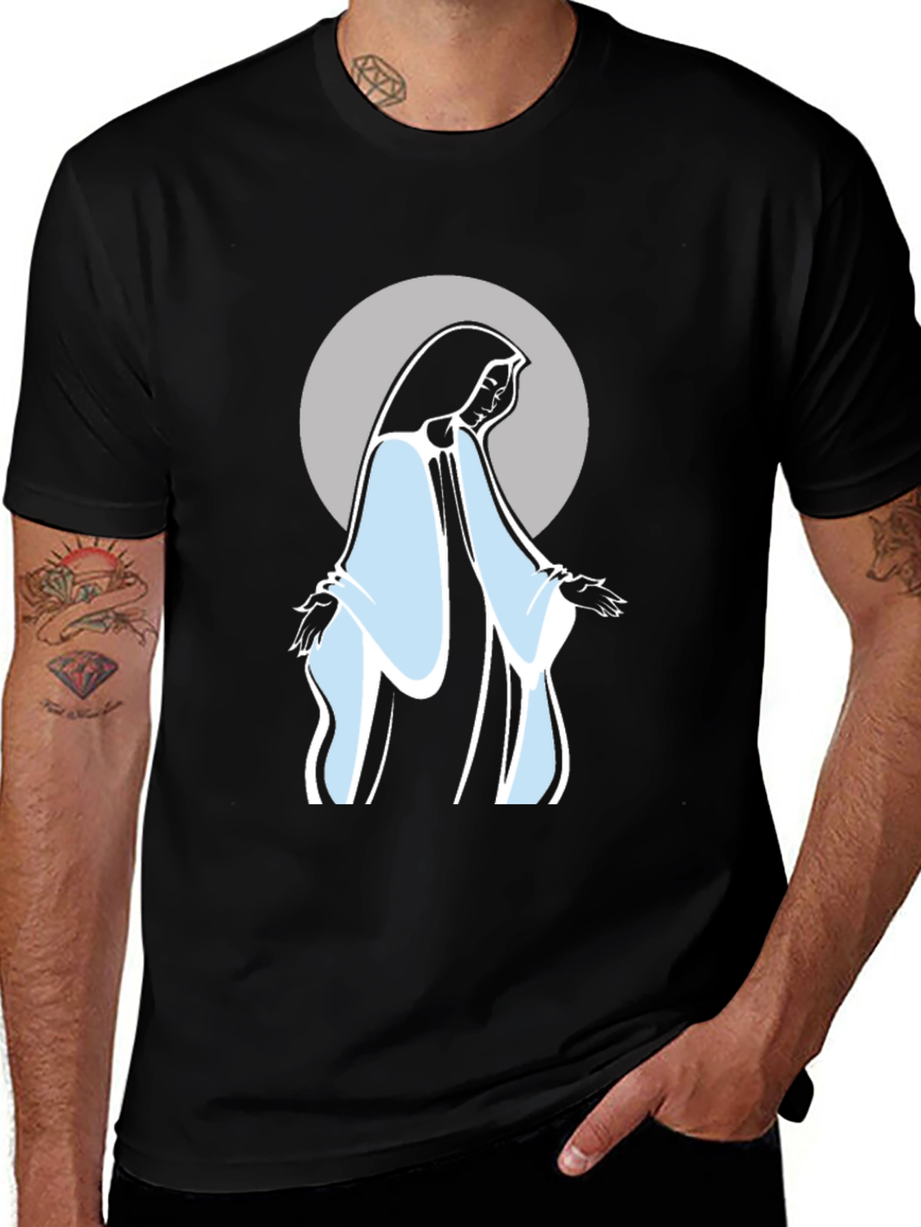 Variant 27 of Virgin Mary Graphic Tee - Black