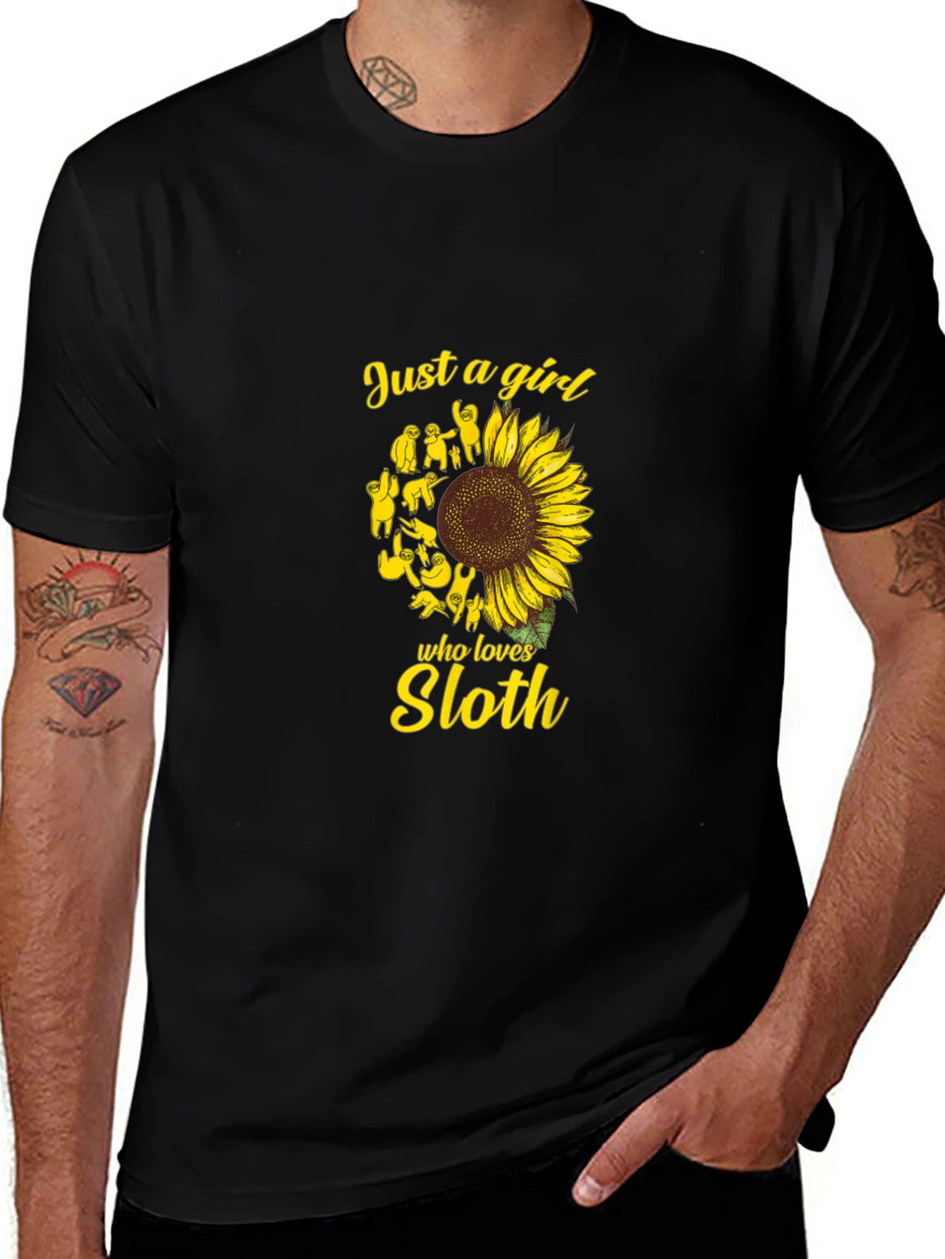 Sloth Sunflower Graphic Tee