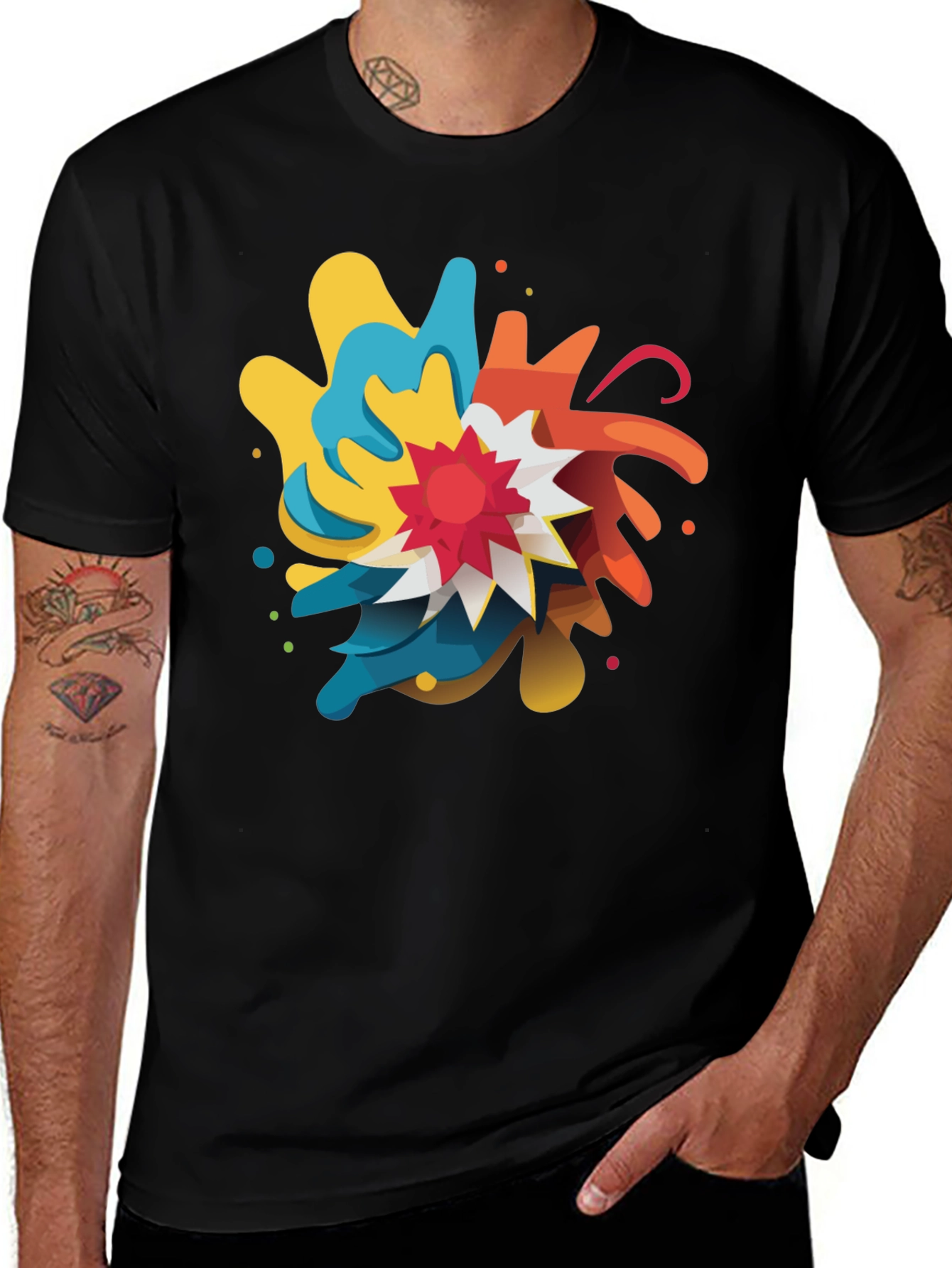 Variant 18 of Abstract Graphic Print Crew Neck T-Shirt