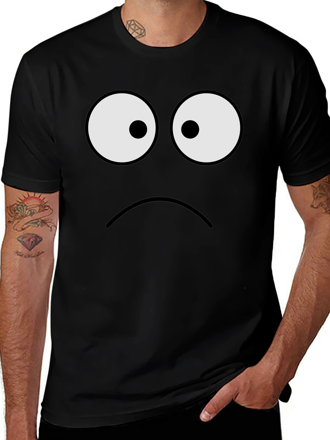 Variant 13 of Sad Face Graphic Tee - Unisex Black T-Shirt