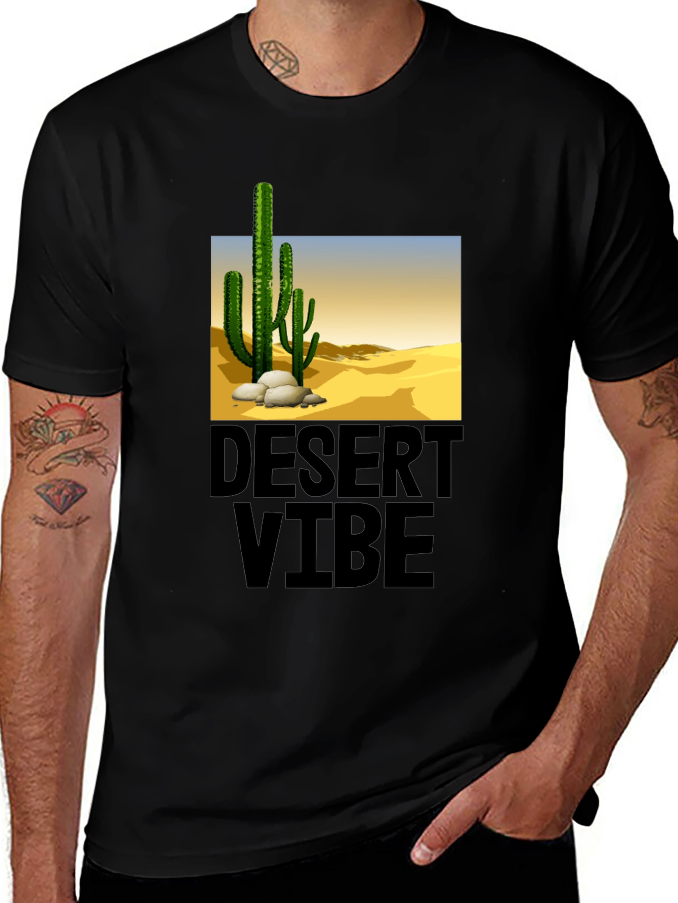 Desert Vibe Graphic Tee - Black Casual T-Shirt