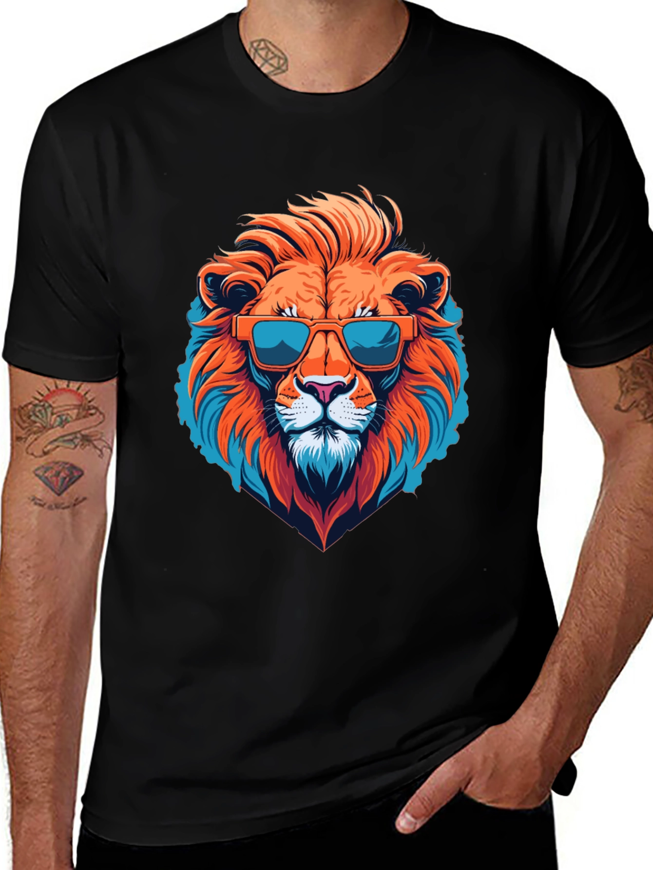 Variant 10 of Cool Lion Graphic Tee - Black T-Shirt