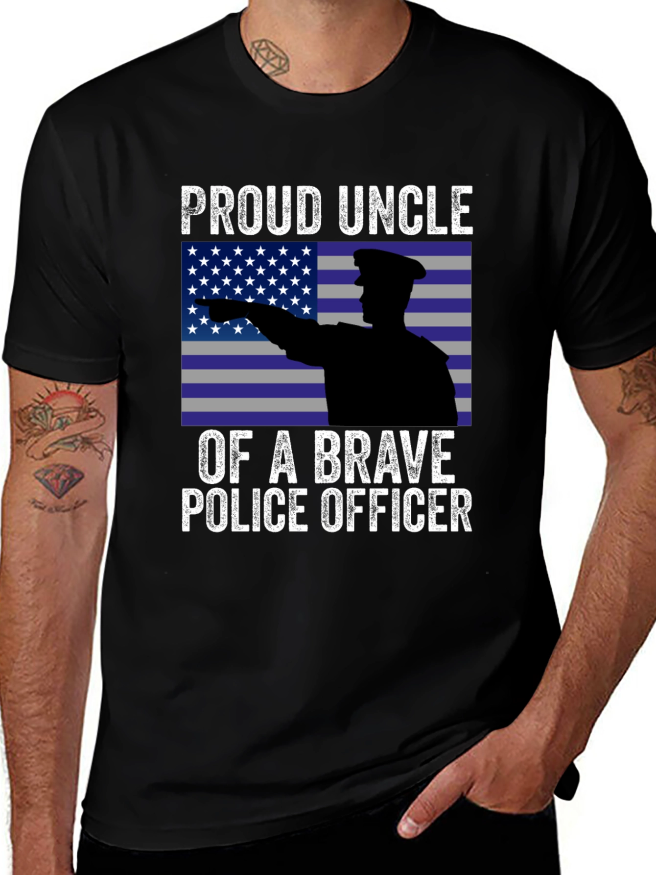 Variant 12 of Proud Uncle Police Officer Graphic T-Shirt