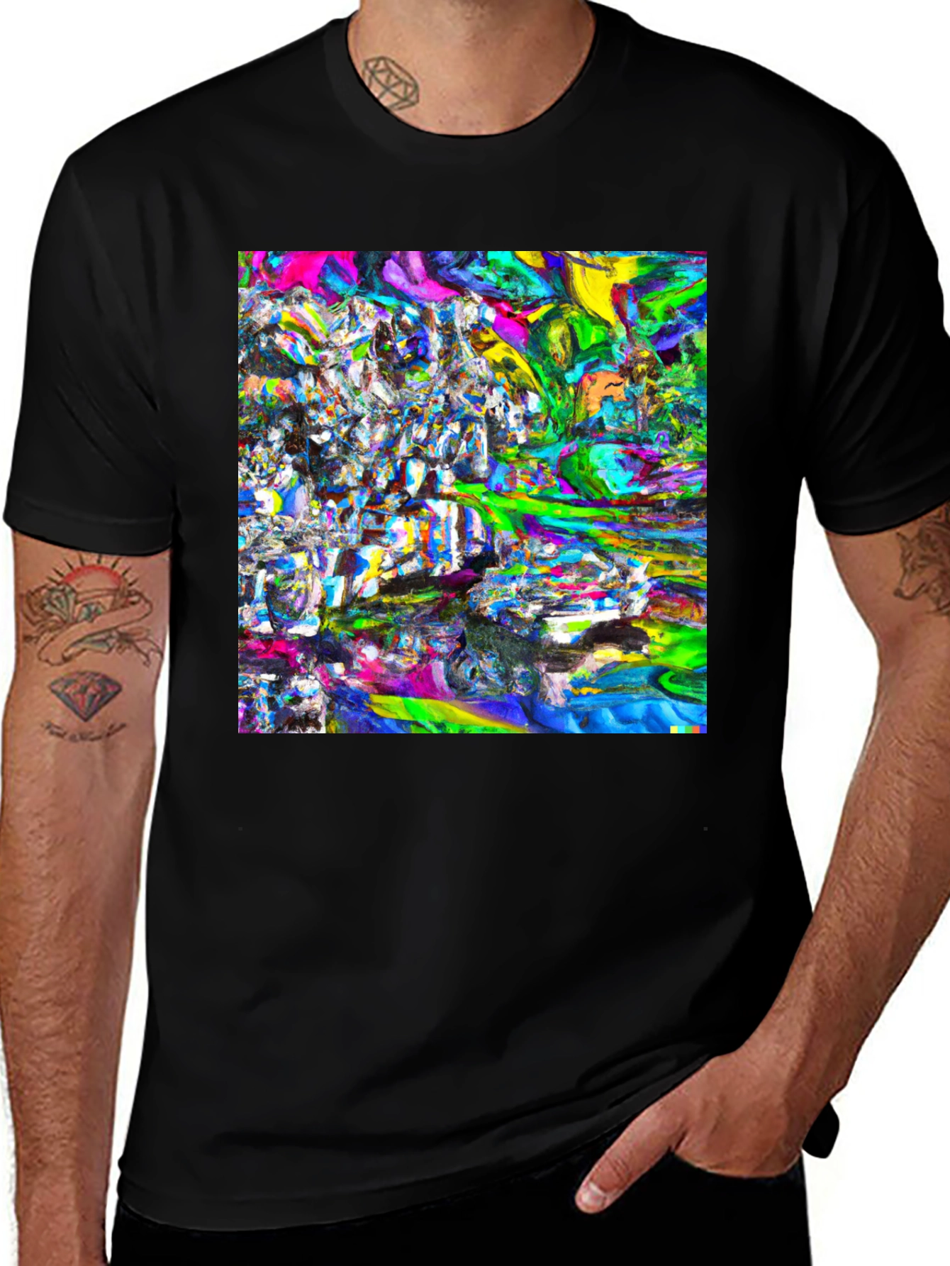 Variant 27 of Abstract Art Graphic Tee - Vibrant Colors, Modern Style