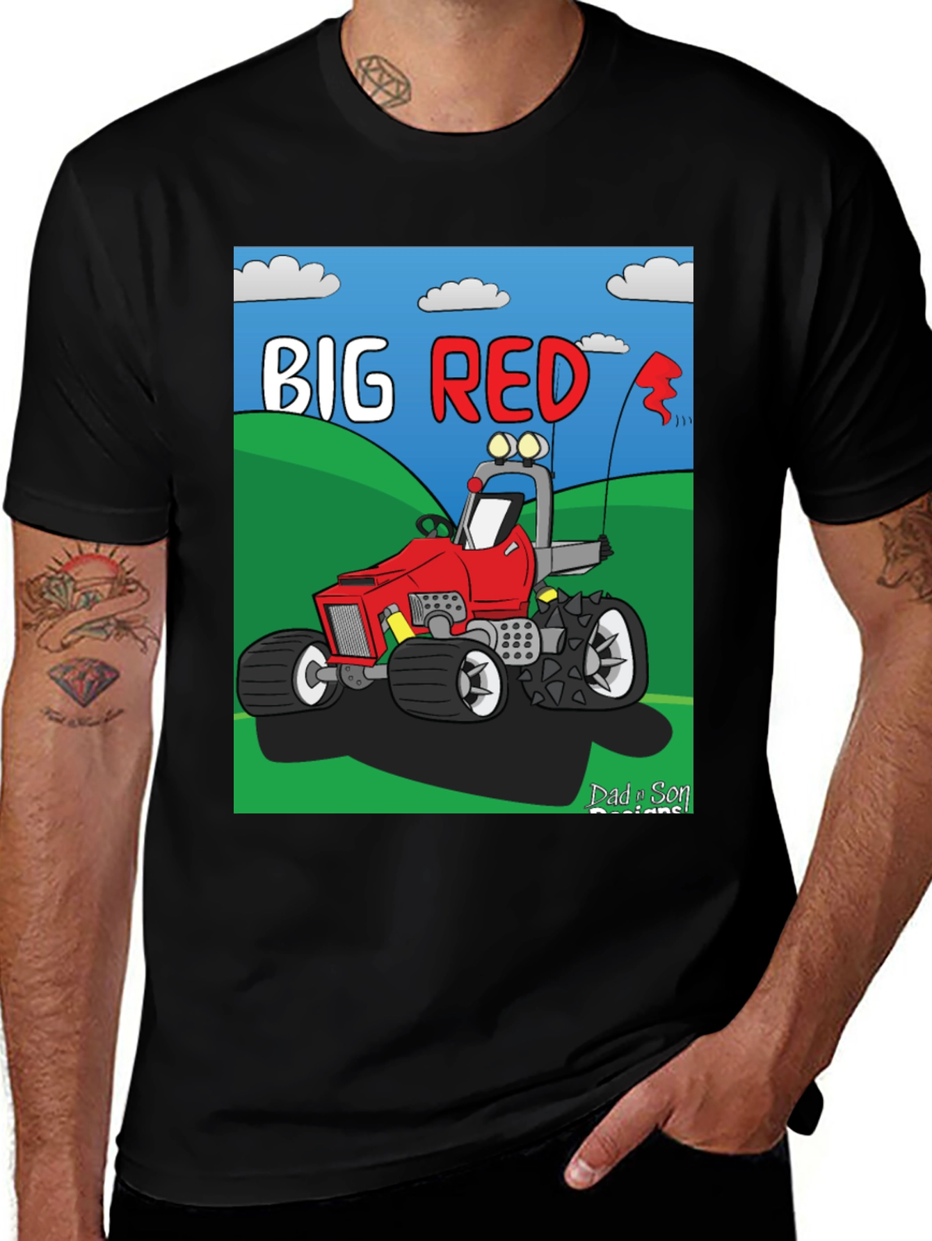 Variant 20 of Big Red Cartoon Tractor Graphic Tee