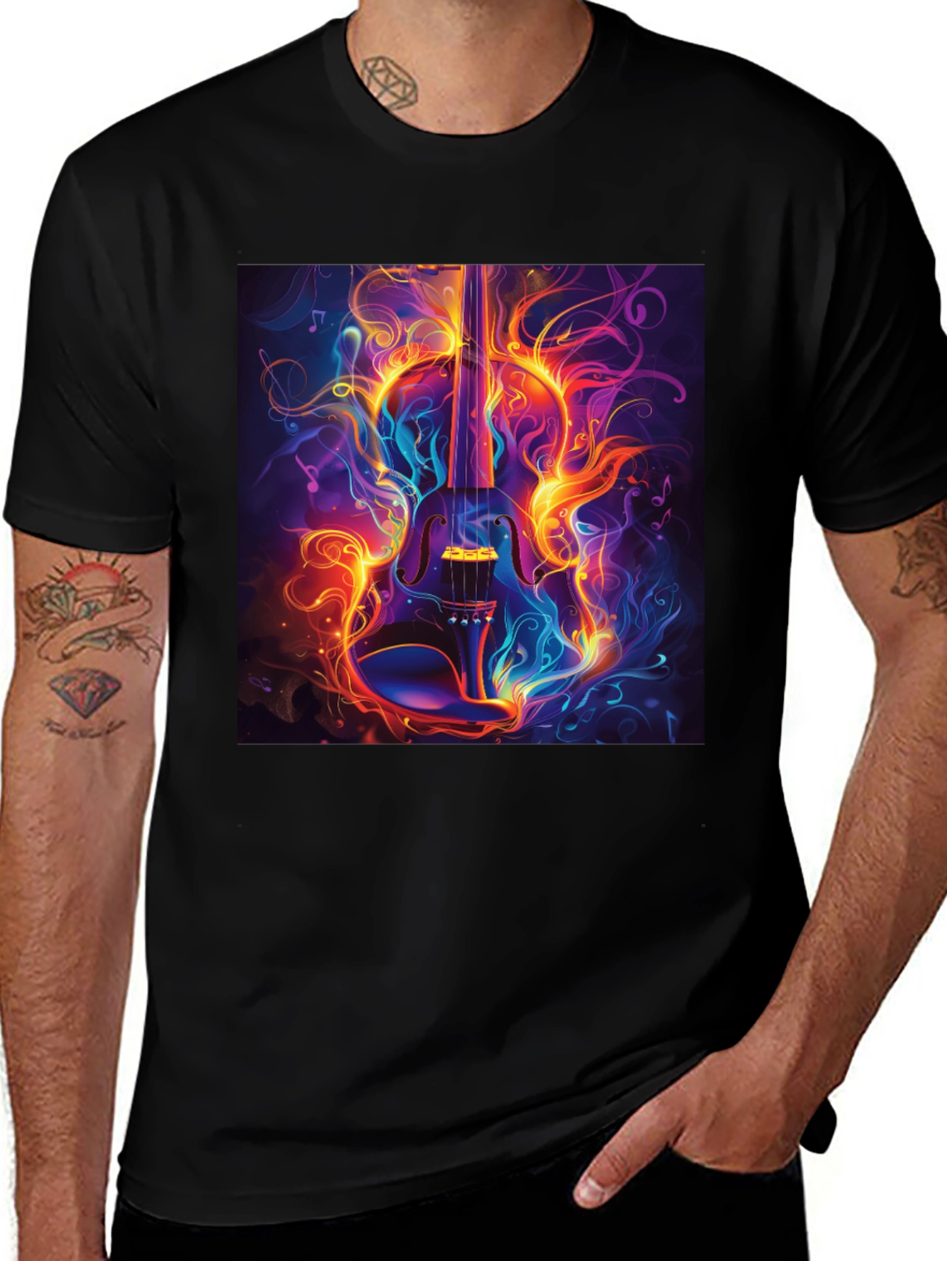 Variant 8 of Fiery Violin Graphic T-Shirt - Music Lover's Tee