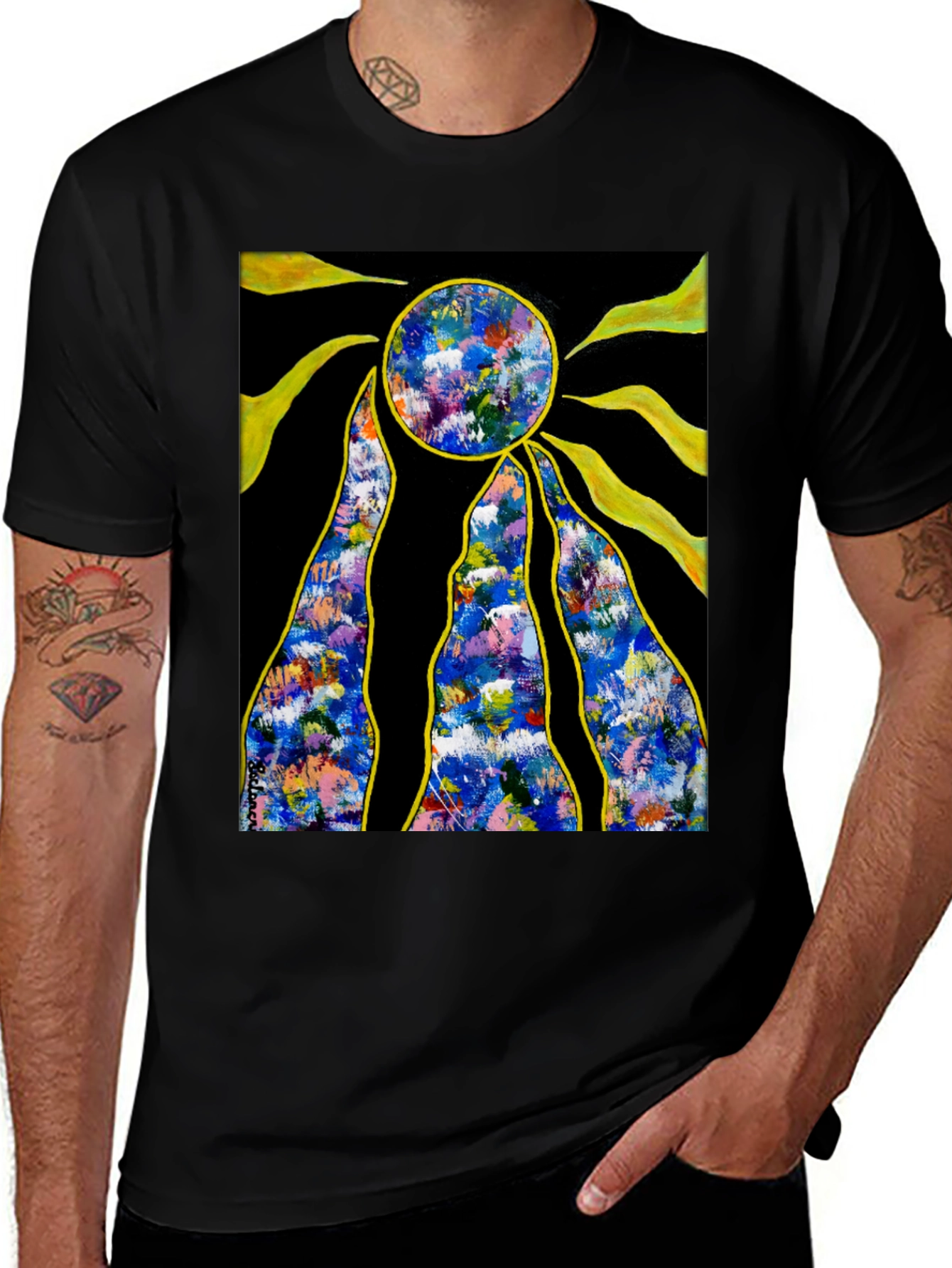 Variant 29 of Abstract Sun Graphic Black T-Shirt