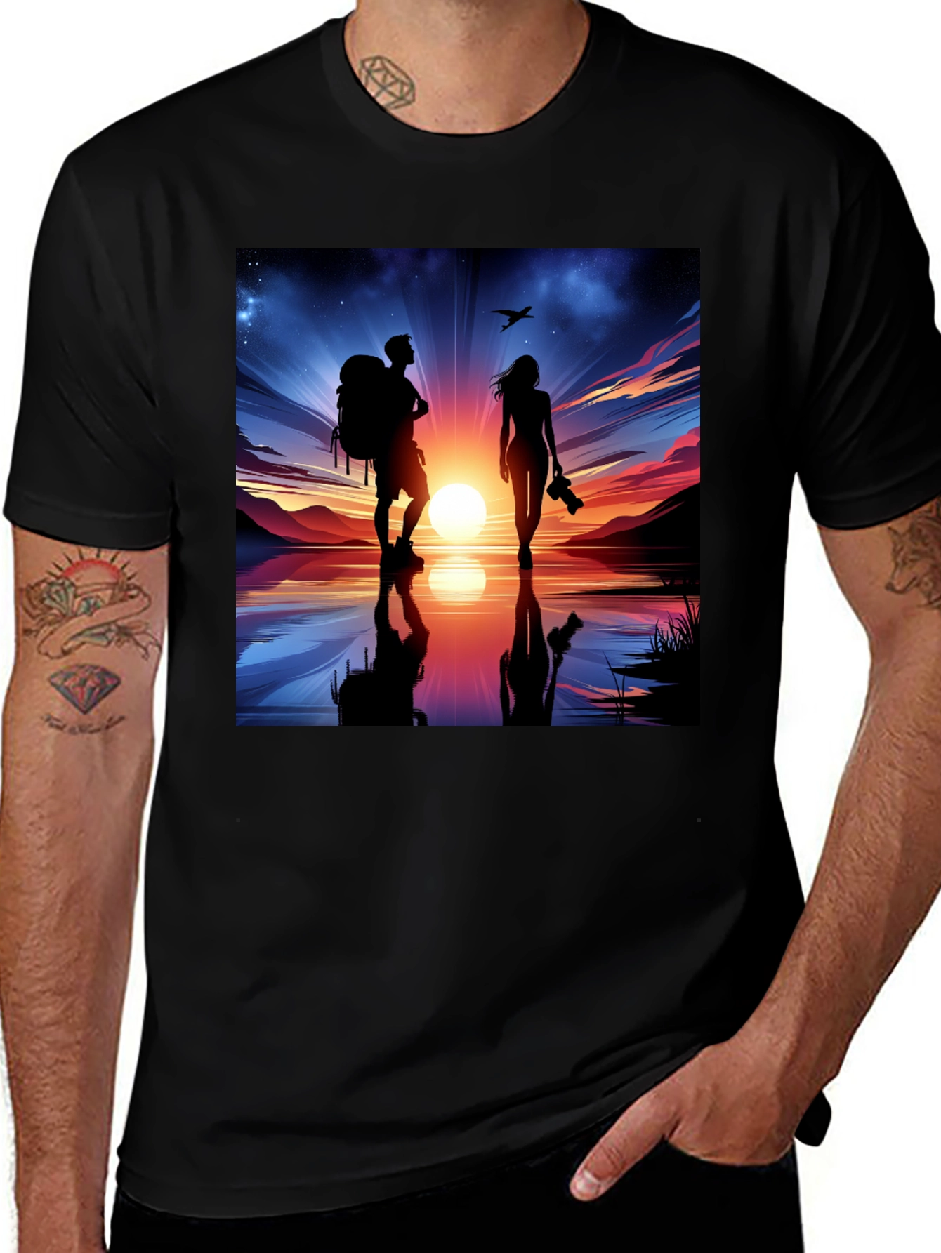 Variant 3 of Sunset Silhouette Graphic Tee - Adventure Awaits