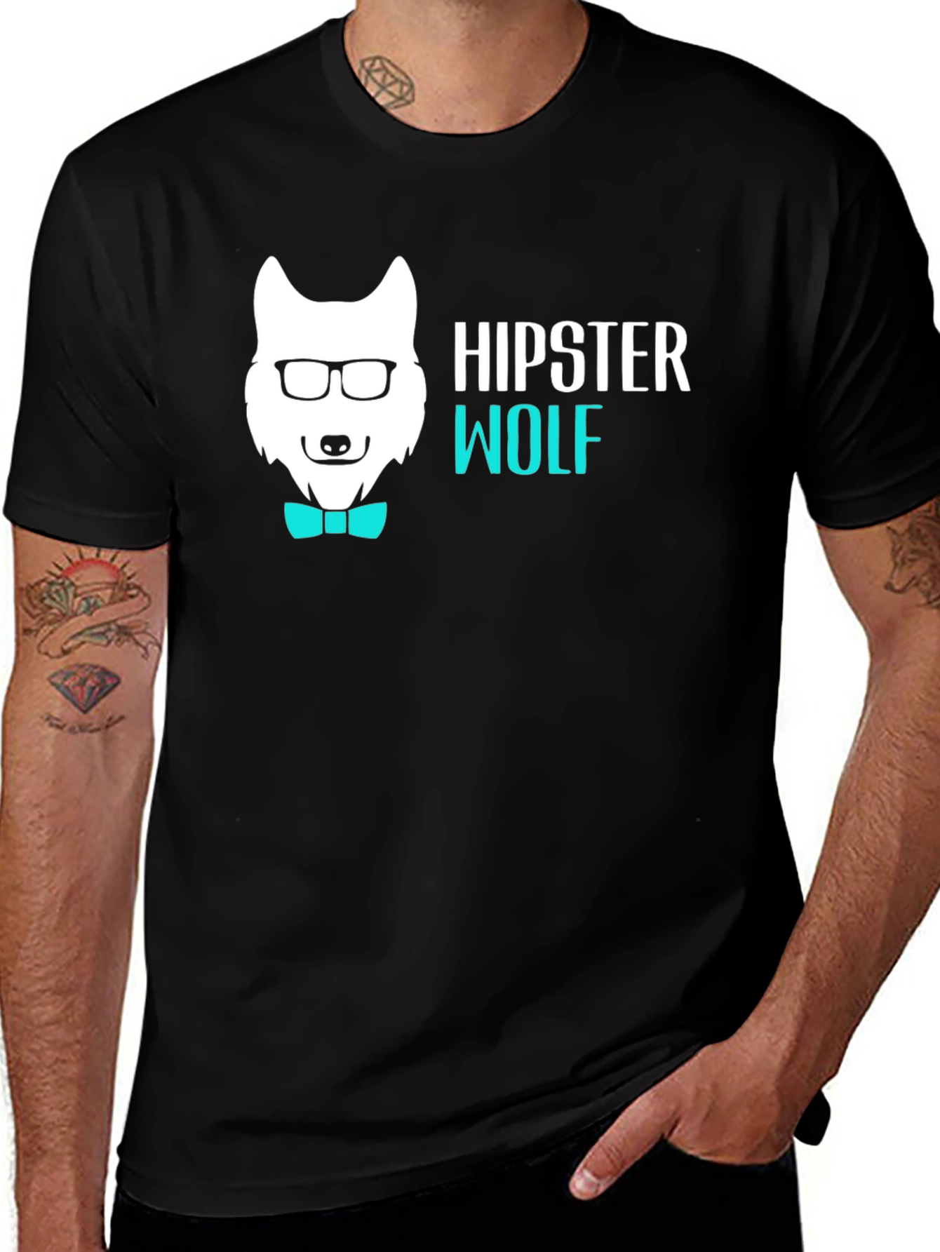 Variant 2 of Hipster Wolf Graphic T-Shirt - Cool Design