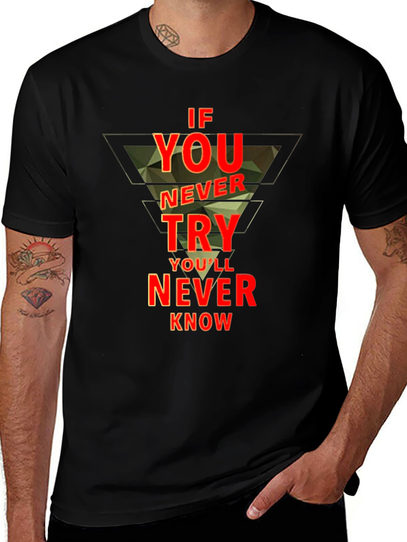 Variant 22 of Motivational Graphic Tee - If You Never Try T-Shirt