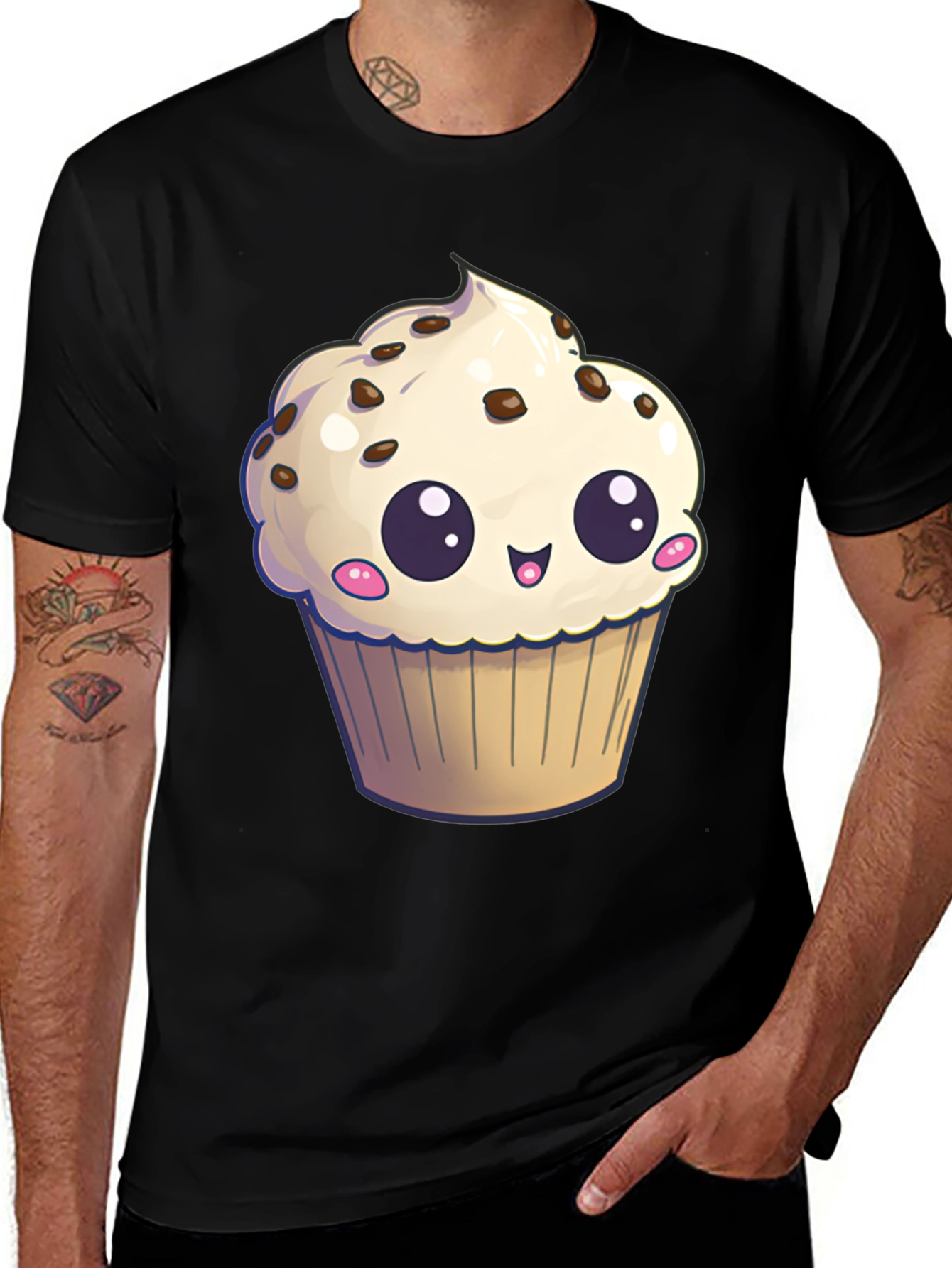 Variant 23 of Cute Cupcake Graphic T-Shirt - Black