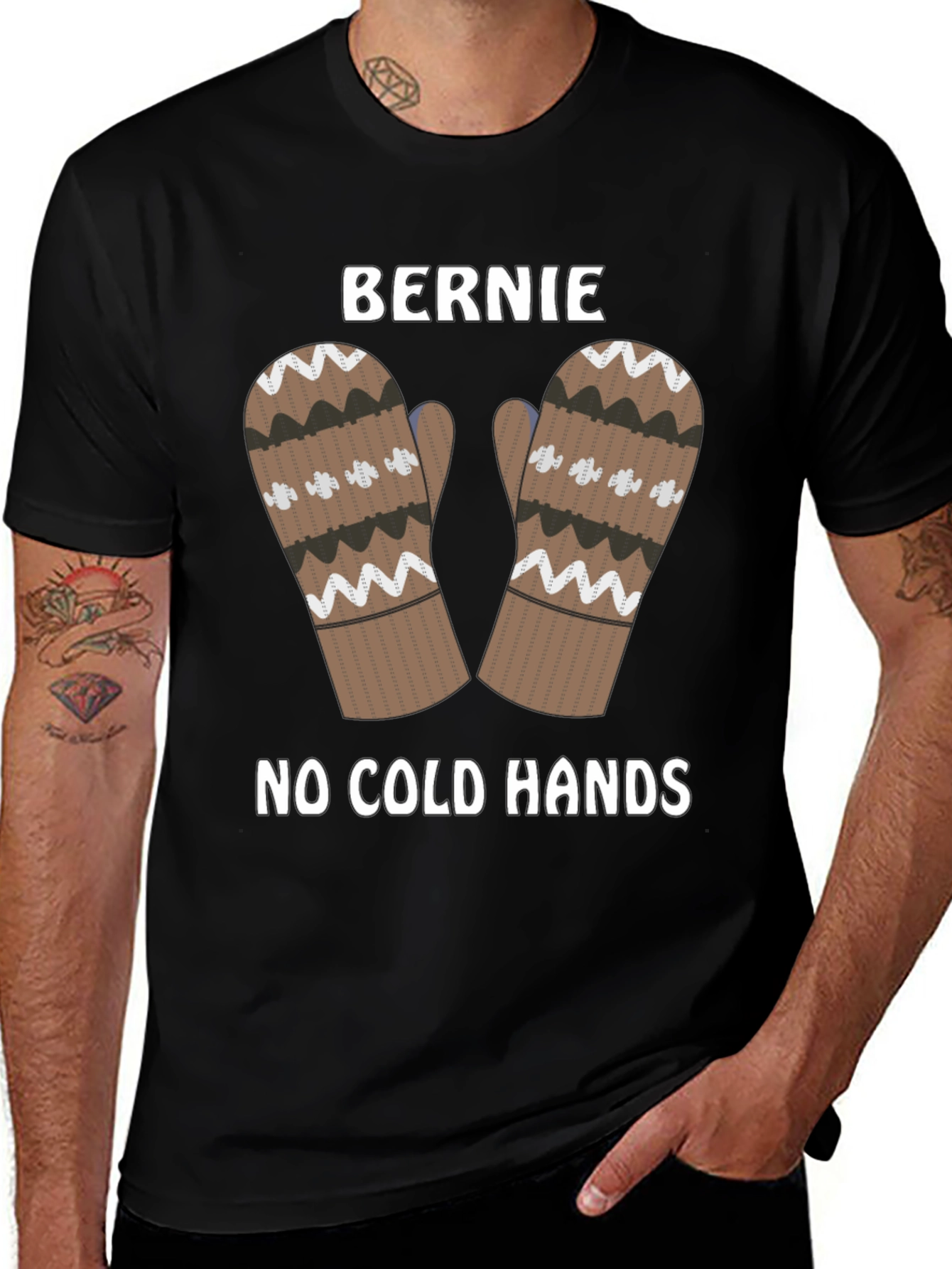 Variant 24 of Bernie Mittens Tee - No Cold Hands Shirt