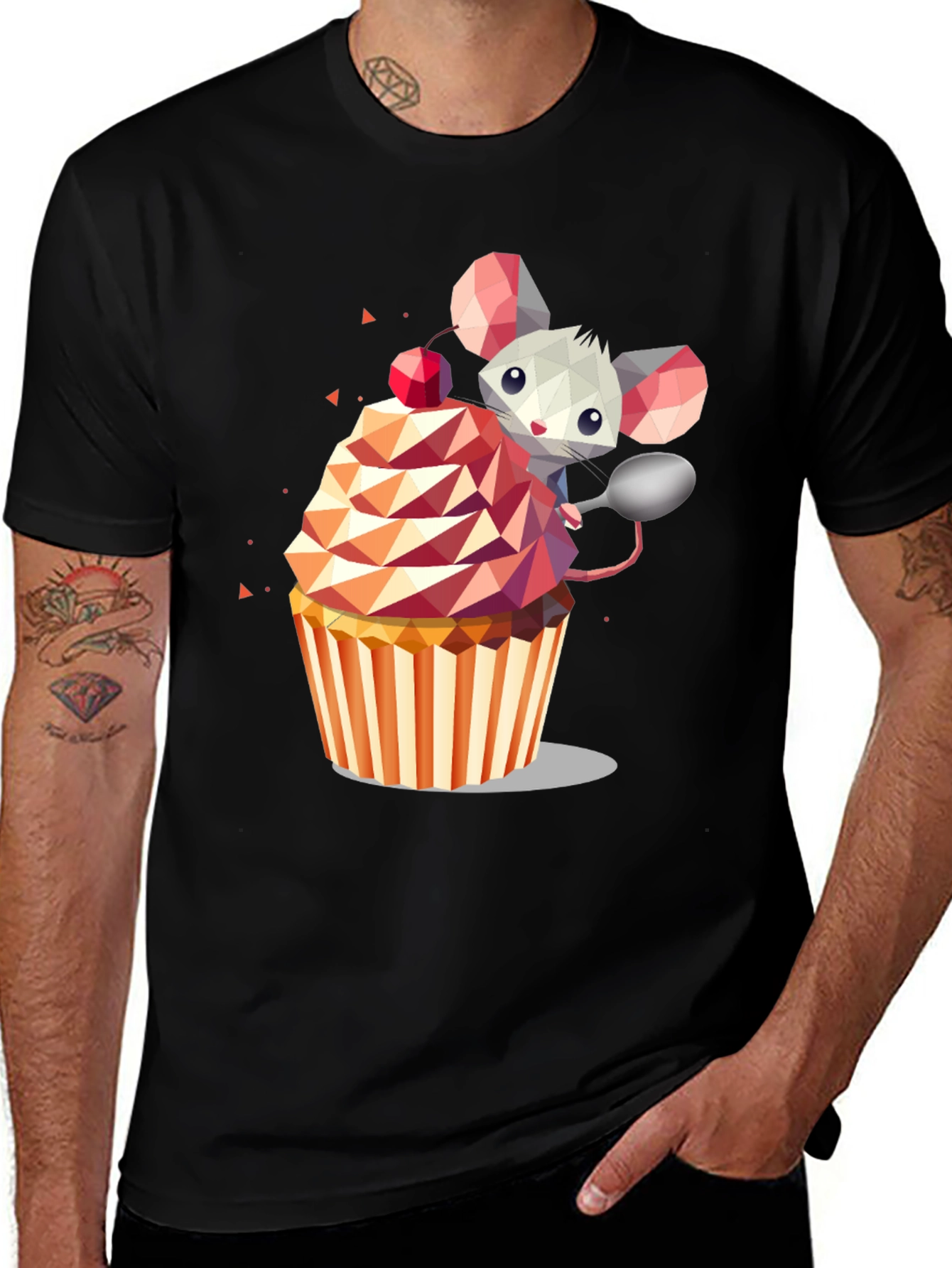 Variant 25 of Mouse Cupcake Graphic Tee - Fun Novelty Shirt