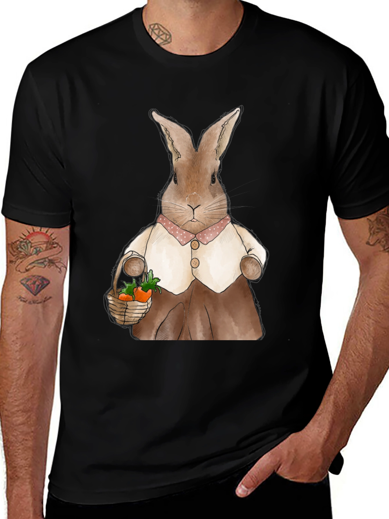 Variant 21 of Cute Bunny Carrot Basket Graphic T-Shirt