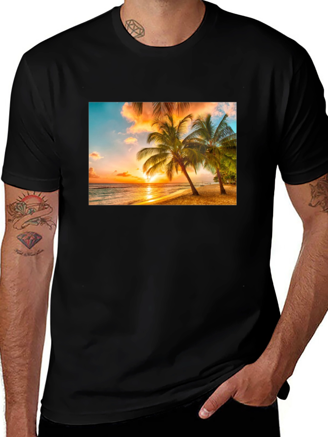 Variant 25 of Sunset Beach Palm Tree Graphic T-Shirt