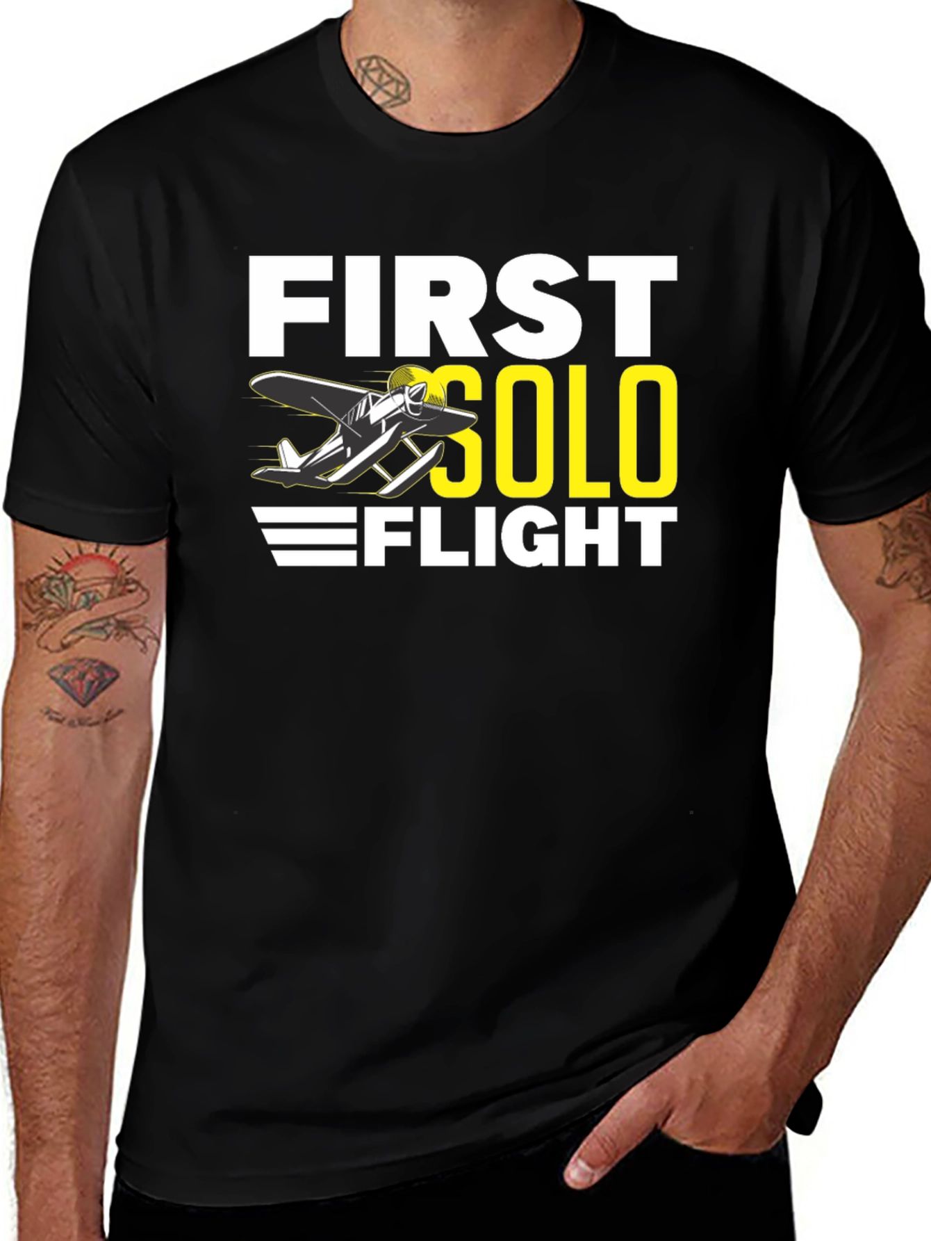 First Solo Flight Black T-Shirt, Aviation Tee