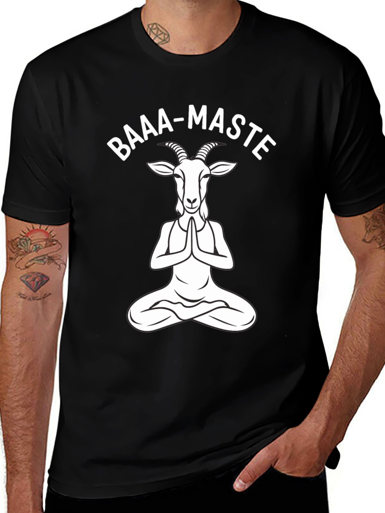 Variant 14 of Baaa-Maste Goat Yoga Black T-Shirt