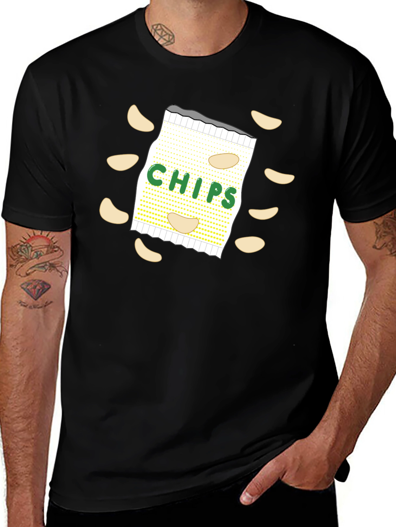 Novelty Chips Graphic T-Shirt - Fun Food Tee