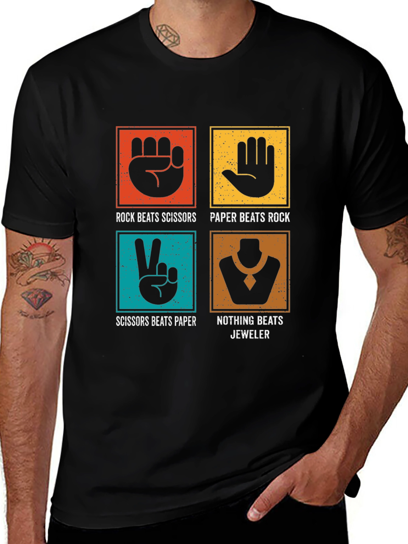 Variant 3 of Rock Paper Scissors Jeweler Graphic Tee